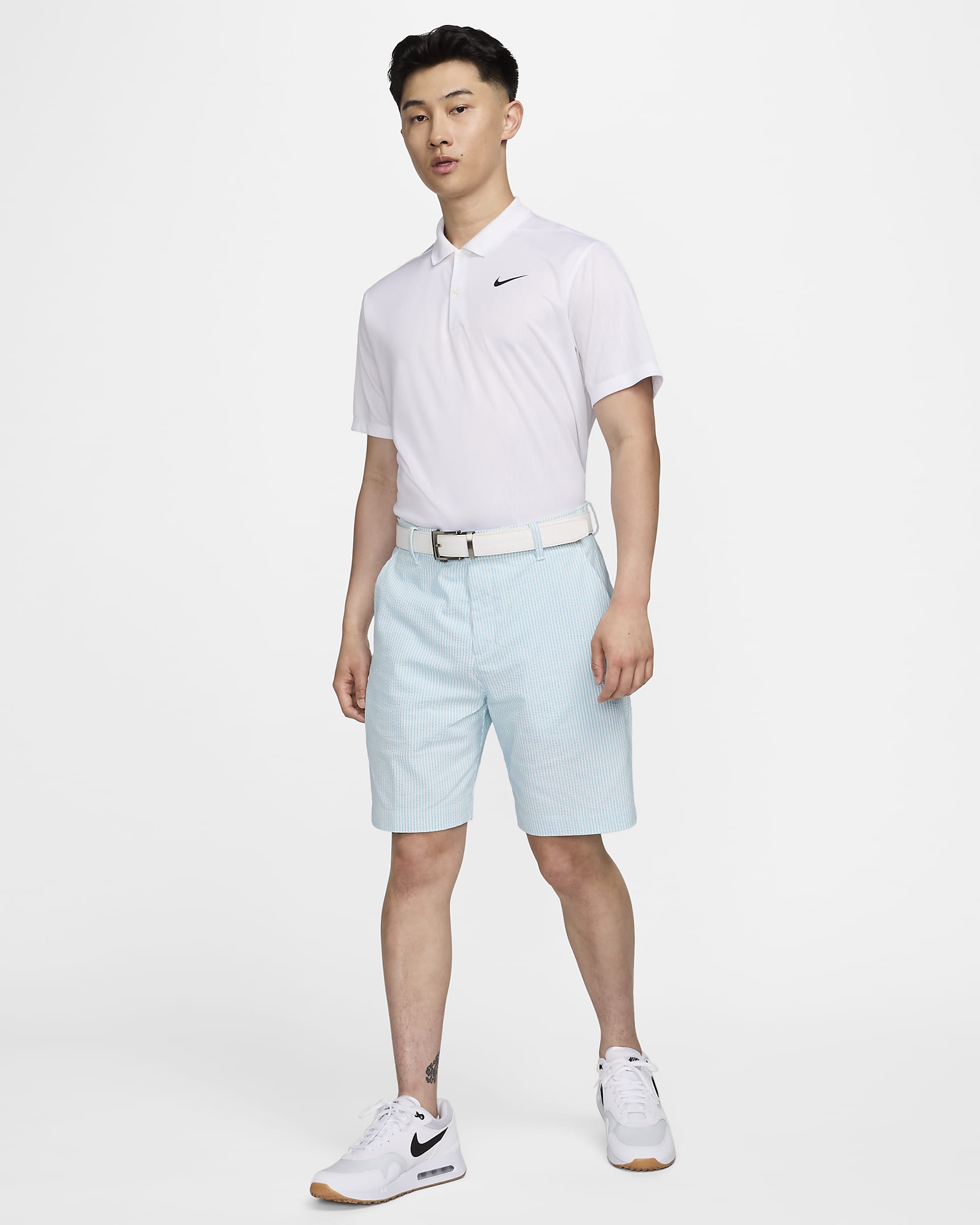 Nike Tour 男款 8" 高爾夫奇諾短褲 - Glacier Blue/Pure/白色