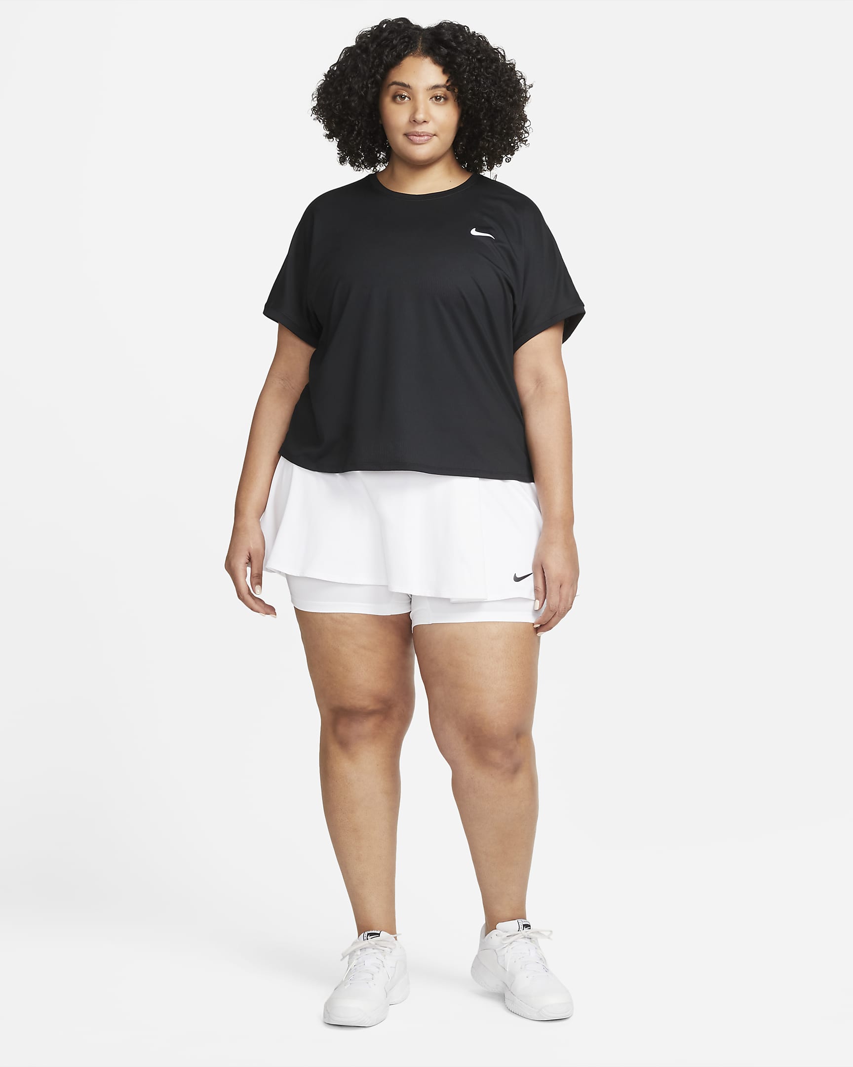 NikeCourt Dri-FIT Victory Women's Flouncy Tennis Skirt (Plus Size) - White/Black