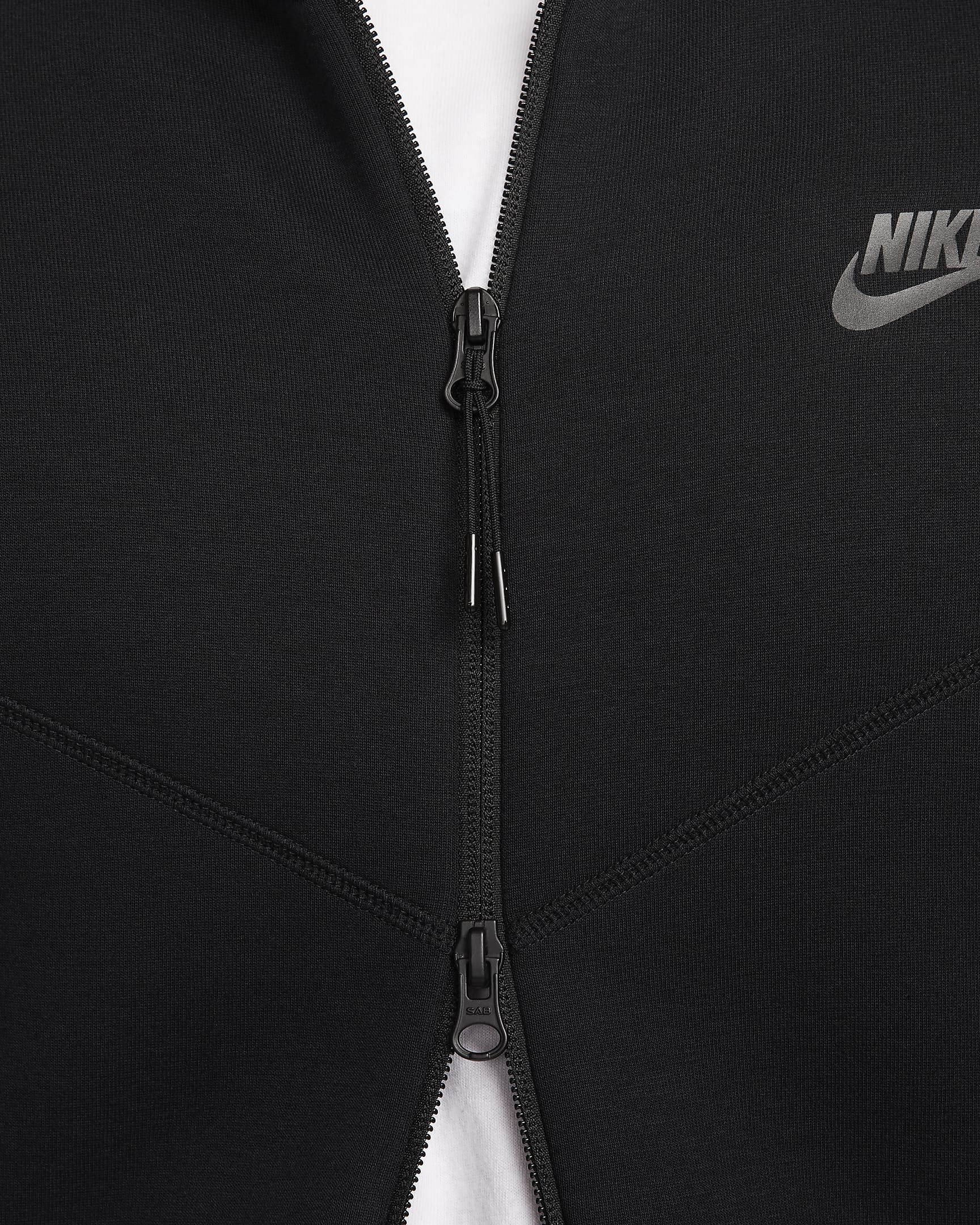 เสื้อมีฮู้ดซิปยาวผู้ชาย Nike Sportswear Tech Fleece Windrunner - ดำ/ดำ