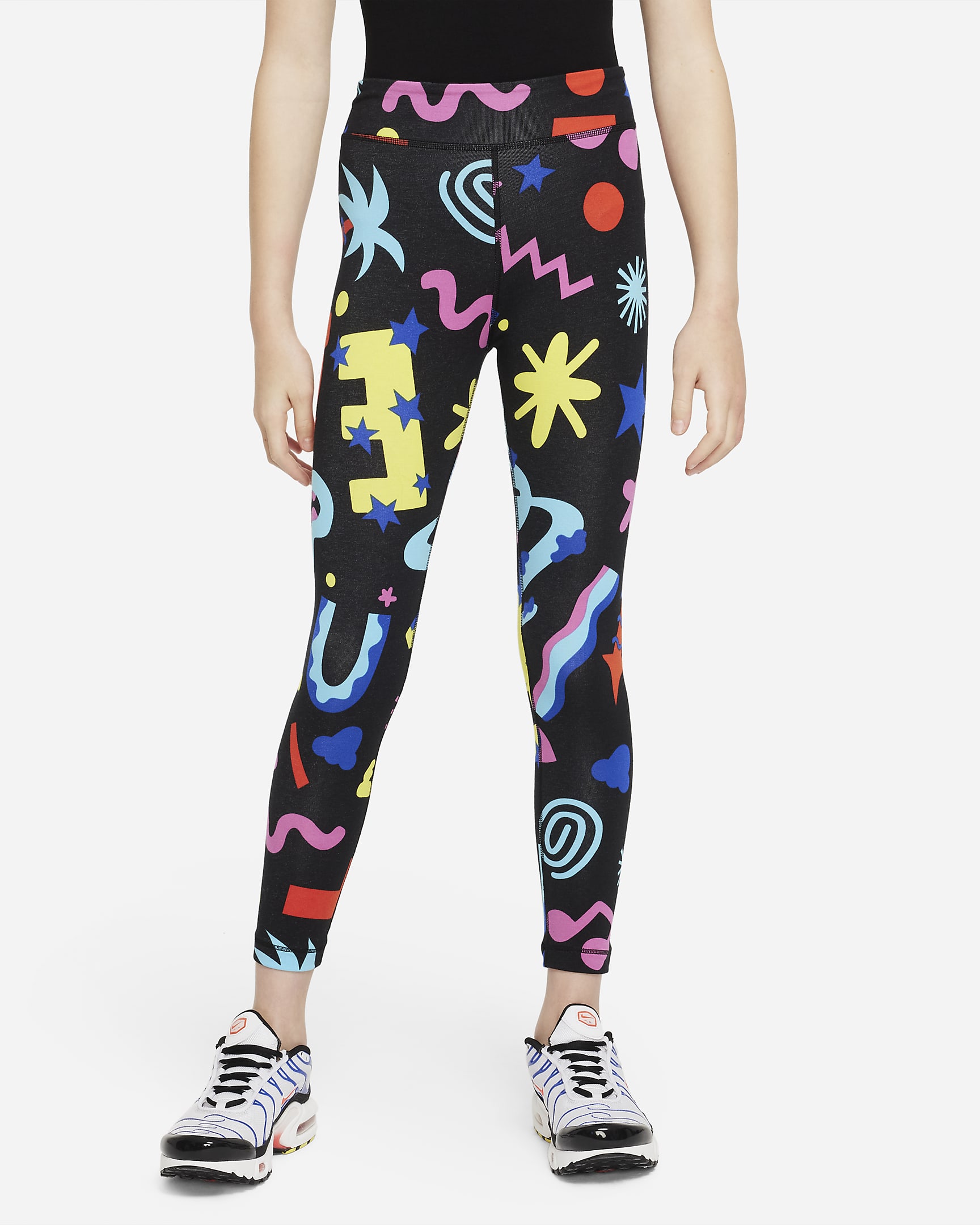 Nike Sportswear A.I.R. Essential Older Kids' (Girls') Mid-Rise Leggings - Black/White