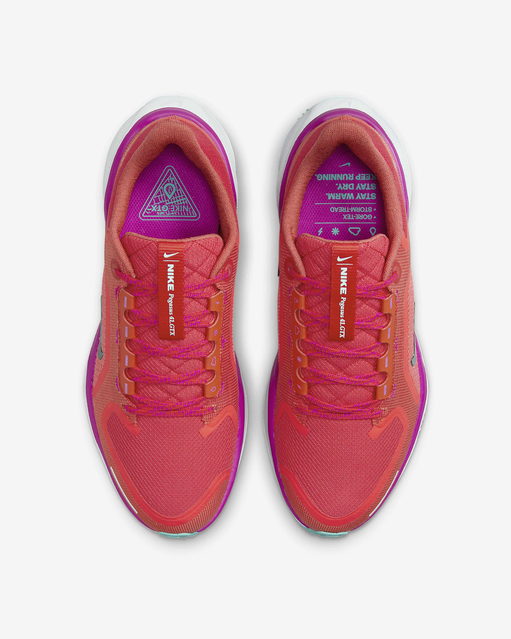 Nike Pegasus 41 GORE-TEX Women's Waterproof Road Running Shoes - Picante Red/Bright Crimson/Vivid Grape/Green Frost