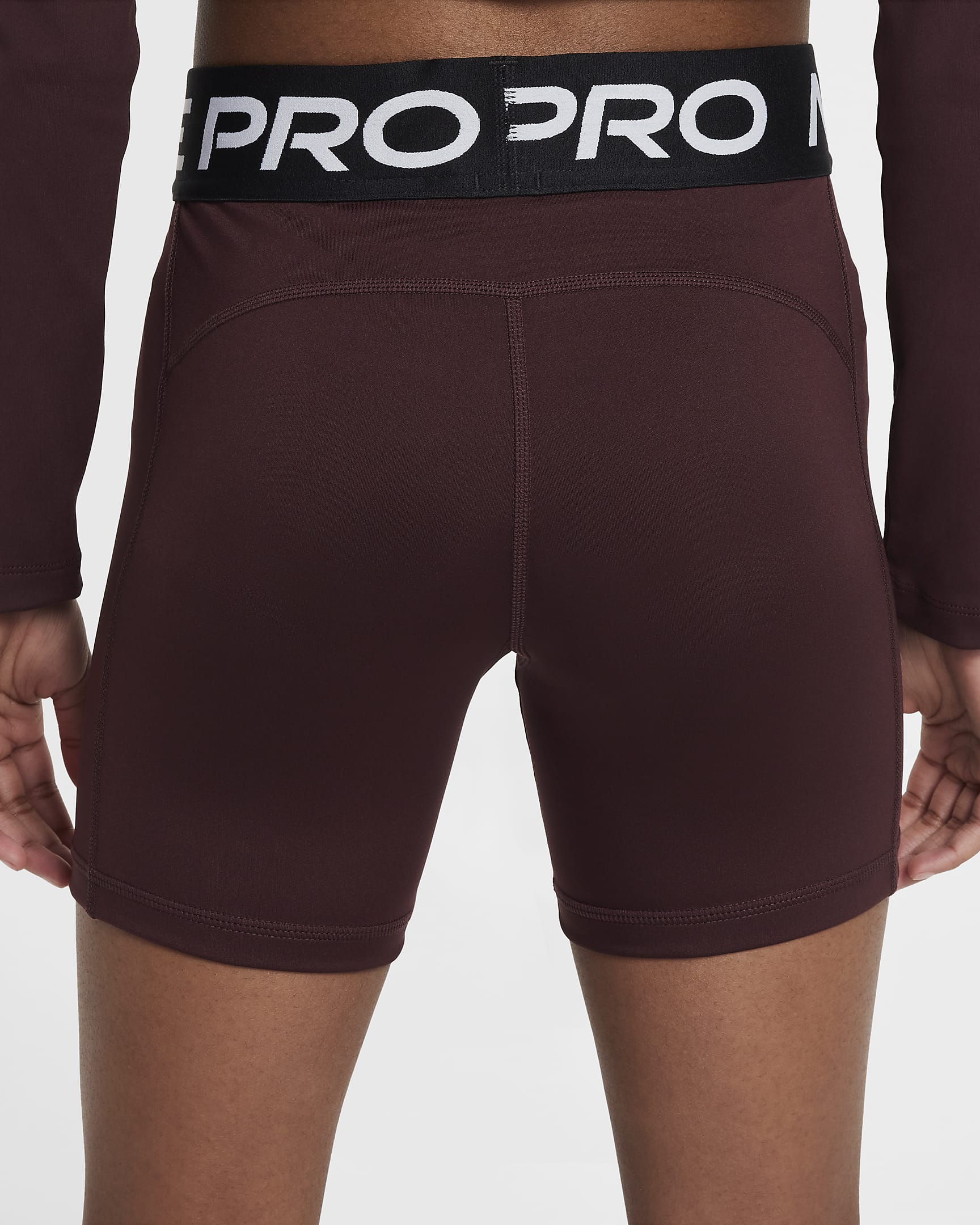 Nike Pro Leak Protection: Period Girls' Dri-FIT Shorts - Burgundy Crush/Black