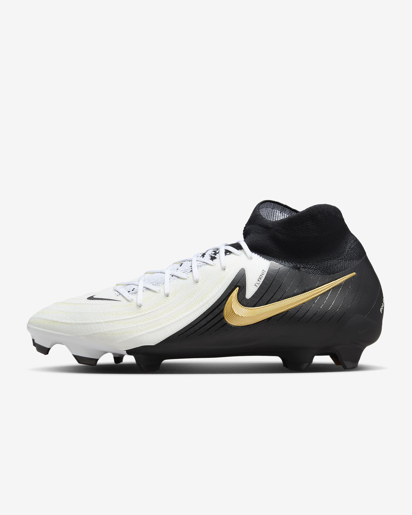 Nike Phantom Luna 2 Pro FG High-Top Soccer Cleats - White/Metallic Gold Coin/Black