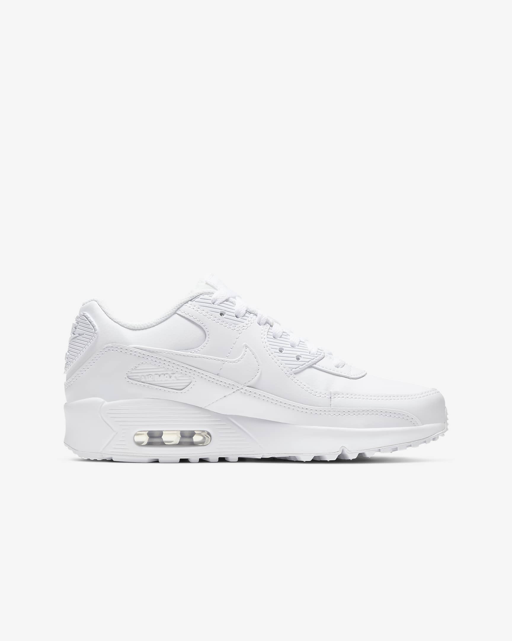 Tenis para niños grandes Nike Air Max 90 LTR - Blanco/Plata metalizado/Blanco/Blanco