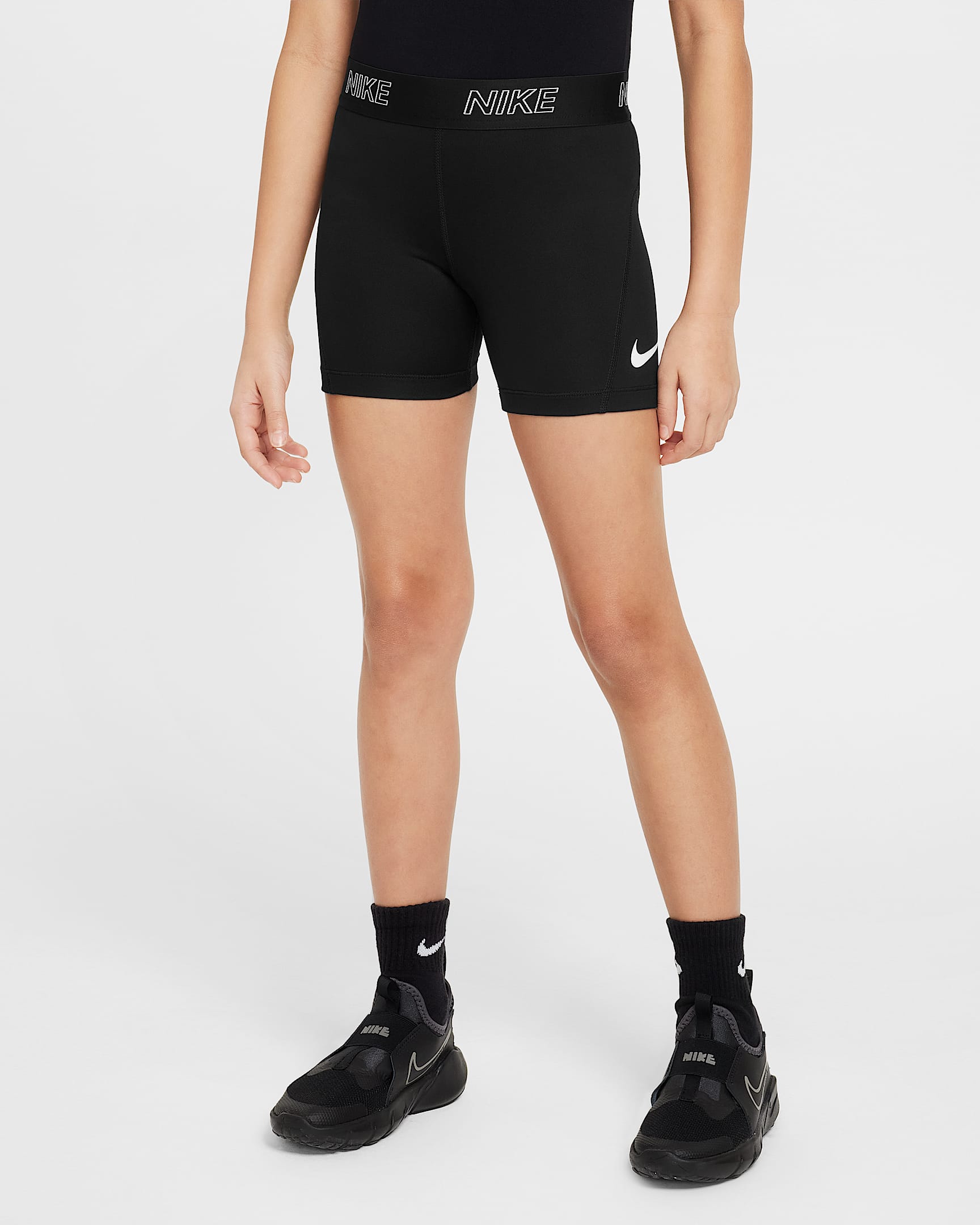 Shorts para niña talla grande Nike - Negro/Negro/Blanco