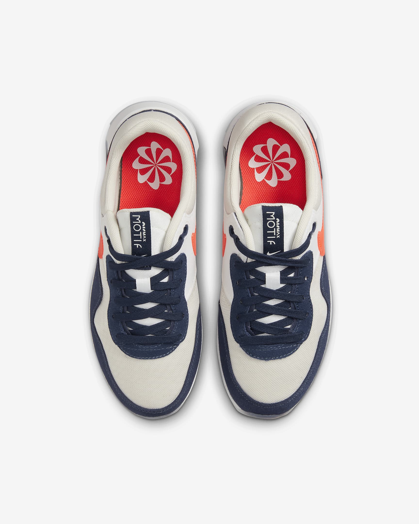 Nike Air Max Motif Big Kids' Shoe - Light Bone/Midnight Navy/Summit White/Bright Crimson