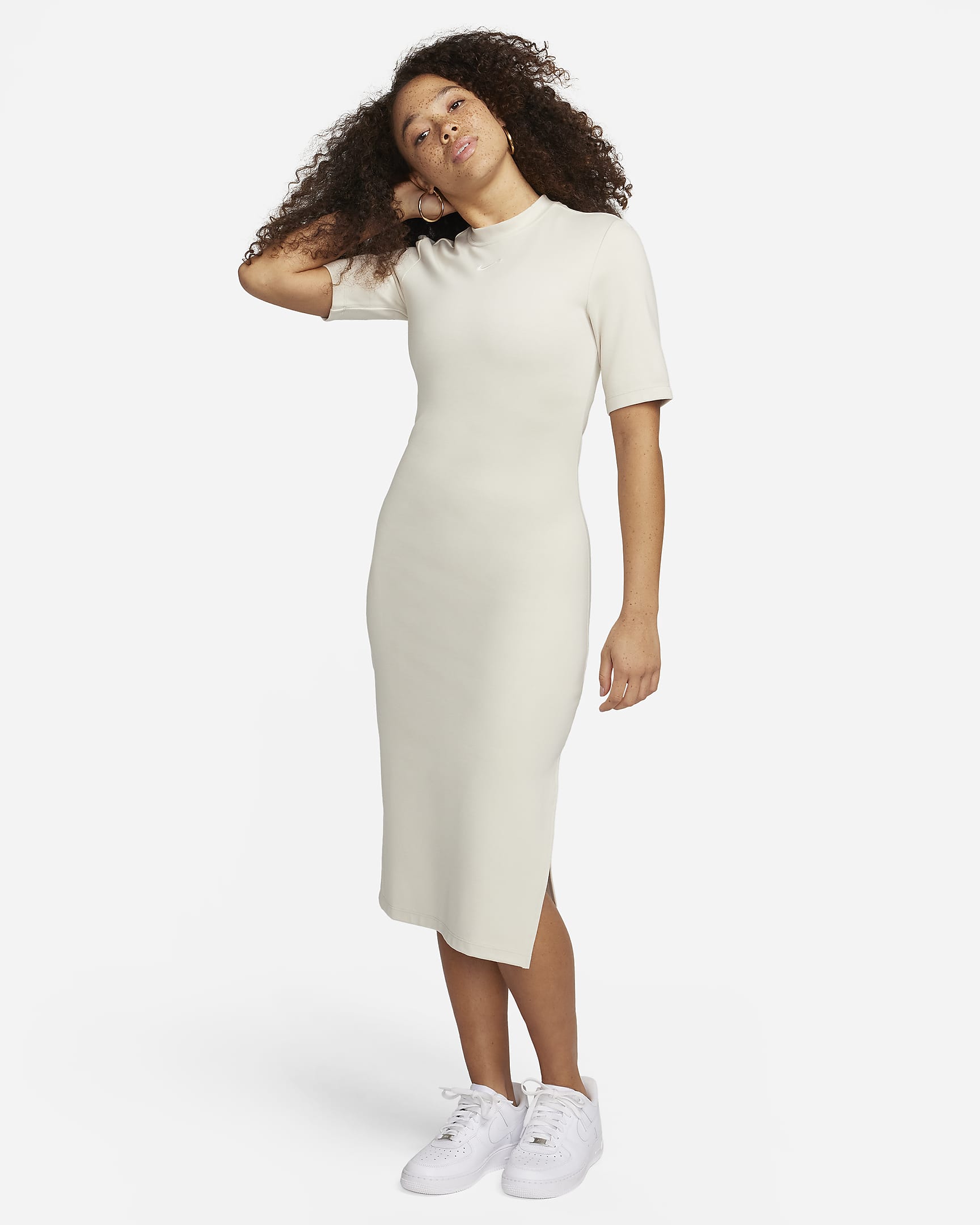 Nike Sportswear Essential Women's Tight Midi Dress - Light Orewood Brown/Sail