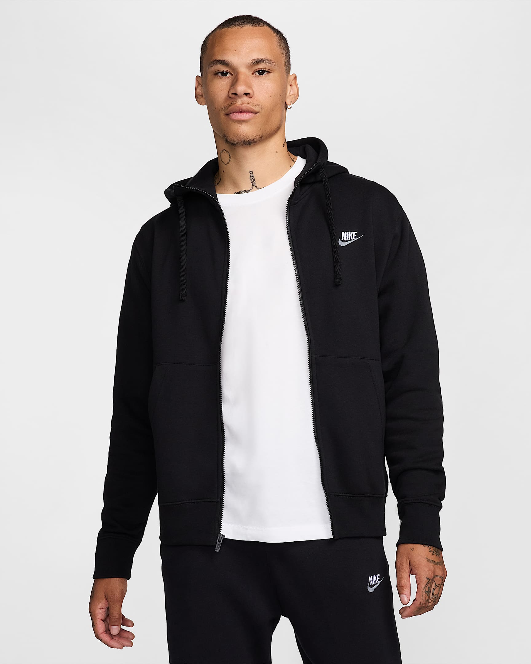 Nike Sportswear Club Men's Full-Zip Fleece Hoodie - Black/Cool Grey/White