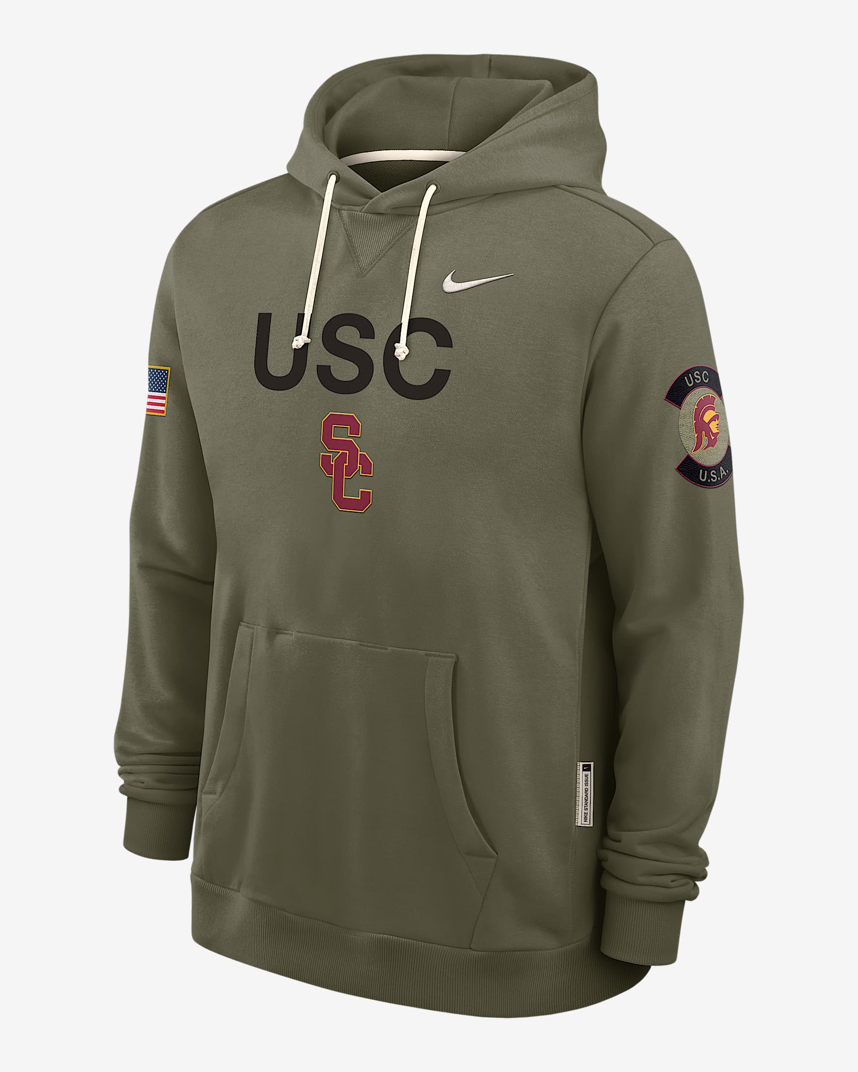 USC 2025 Military Appreciation Men's Nike Dri-FIT College Pullover Hoodie - Olive