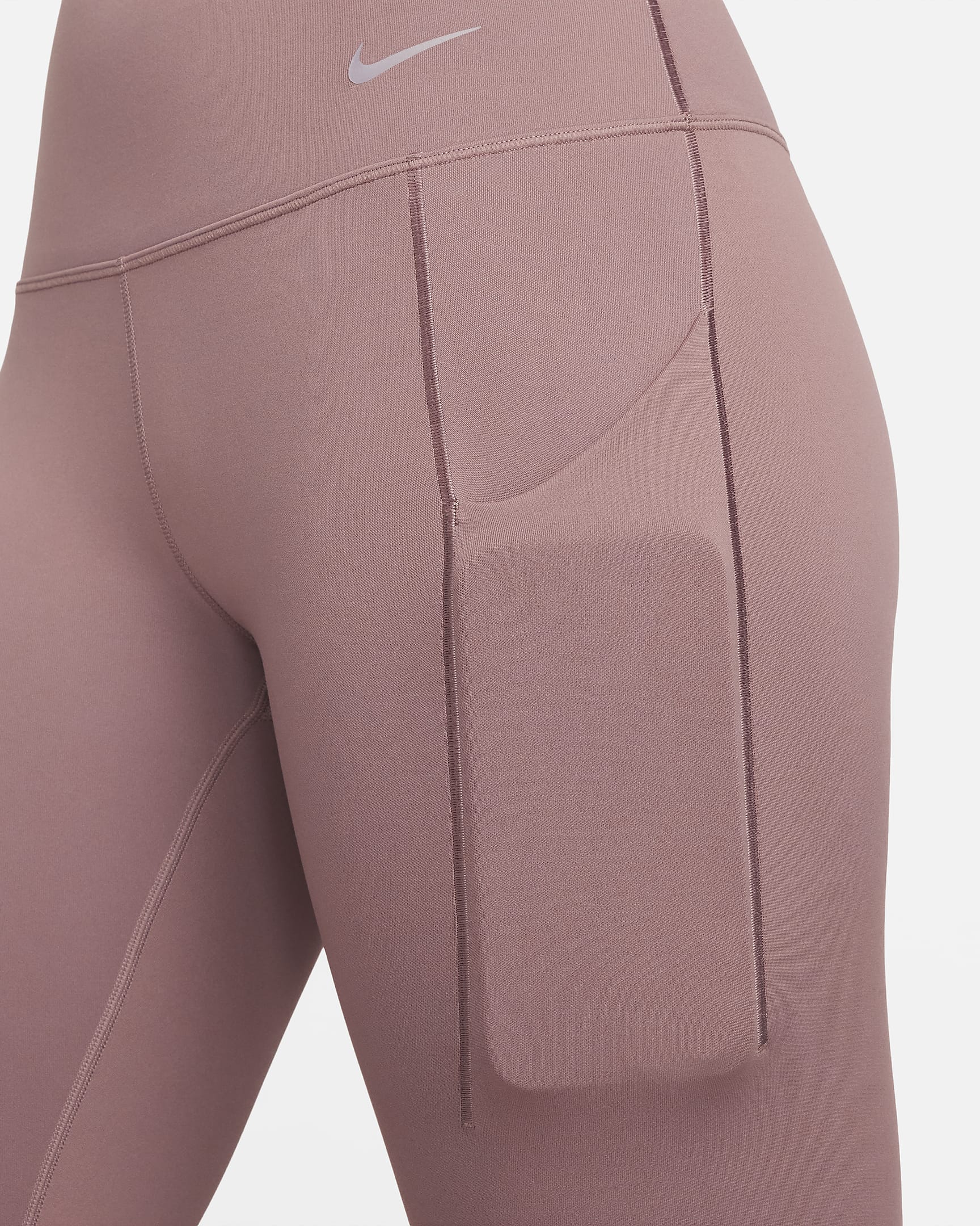 Legging 7/8 taille haute à maintien normal avec poches Nike Universa pour femme - Smokey Mauve/Noir