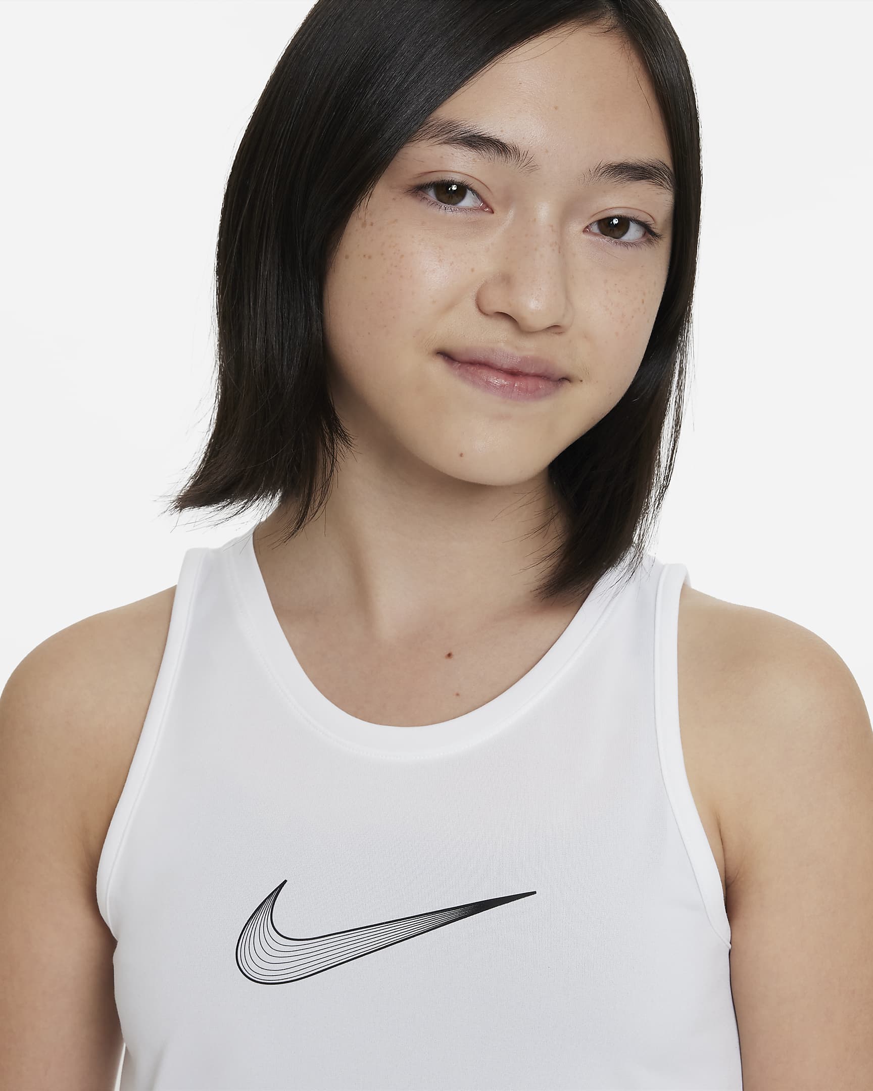 Débardeur de training Dri-FIT Nike One pour ado (fille) - Blanc/Noir