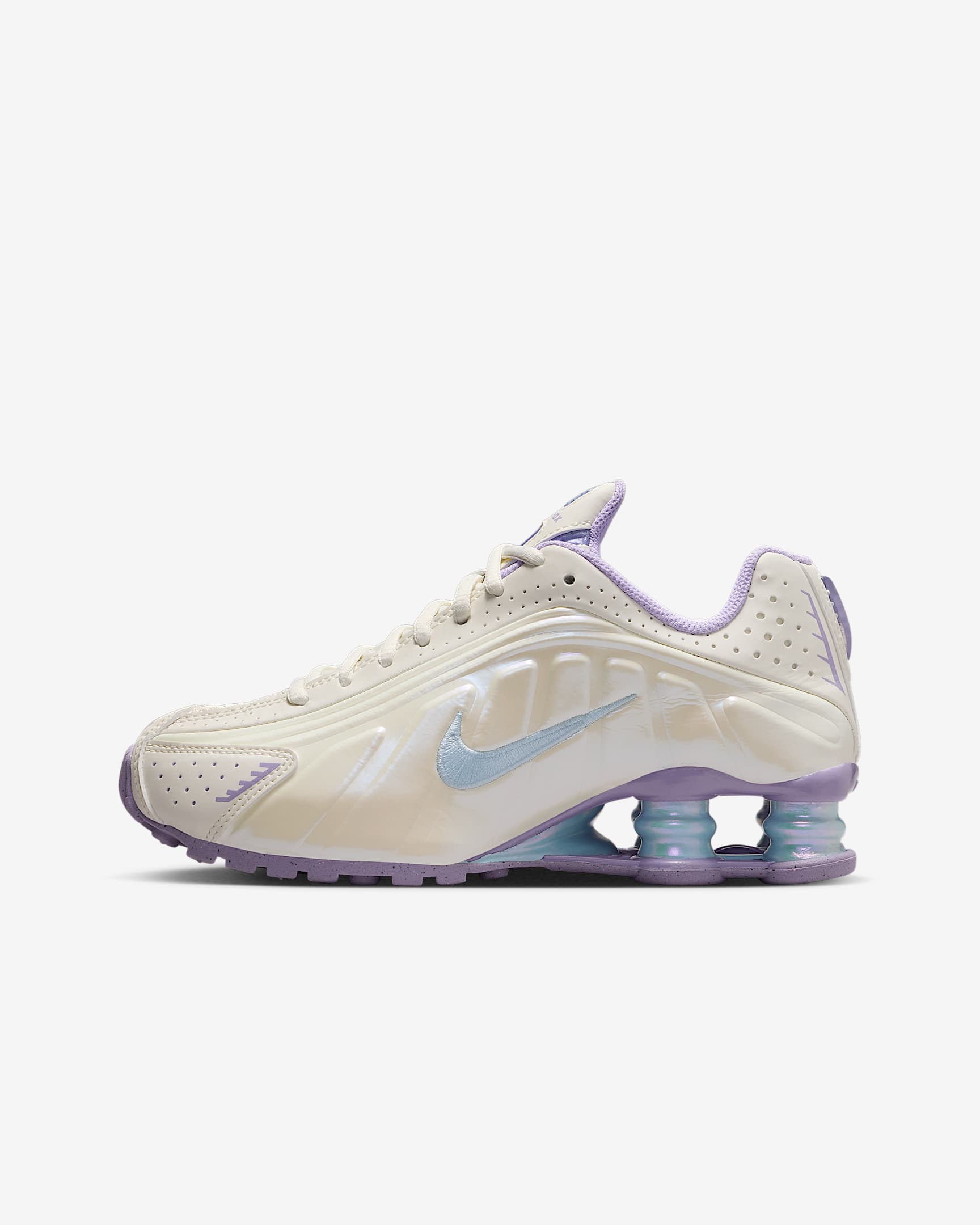 Nike Shox R4 Big Kids' Shoes - Soft Pearl/Hydrangeas/White/Celestine Blue