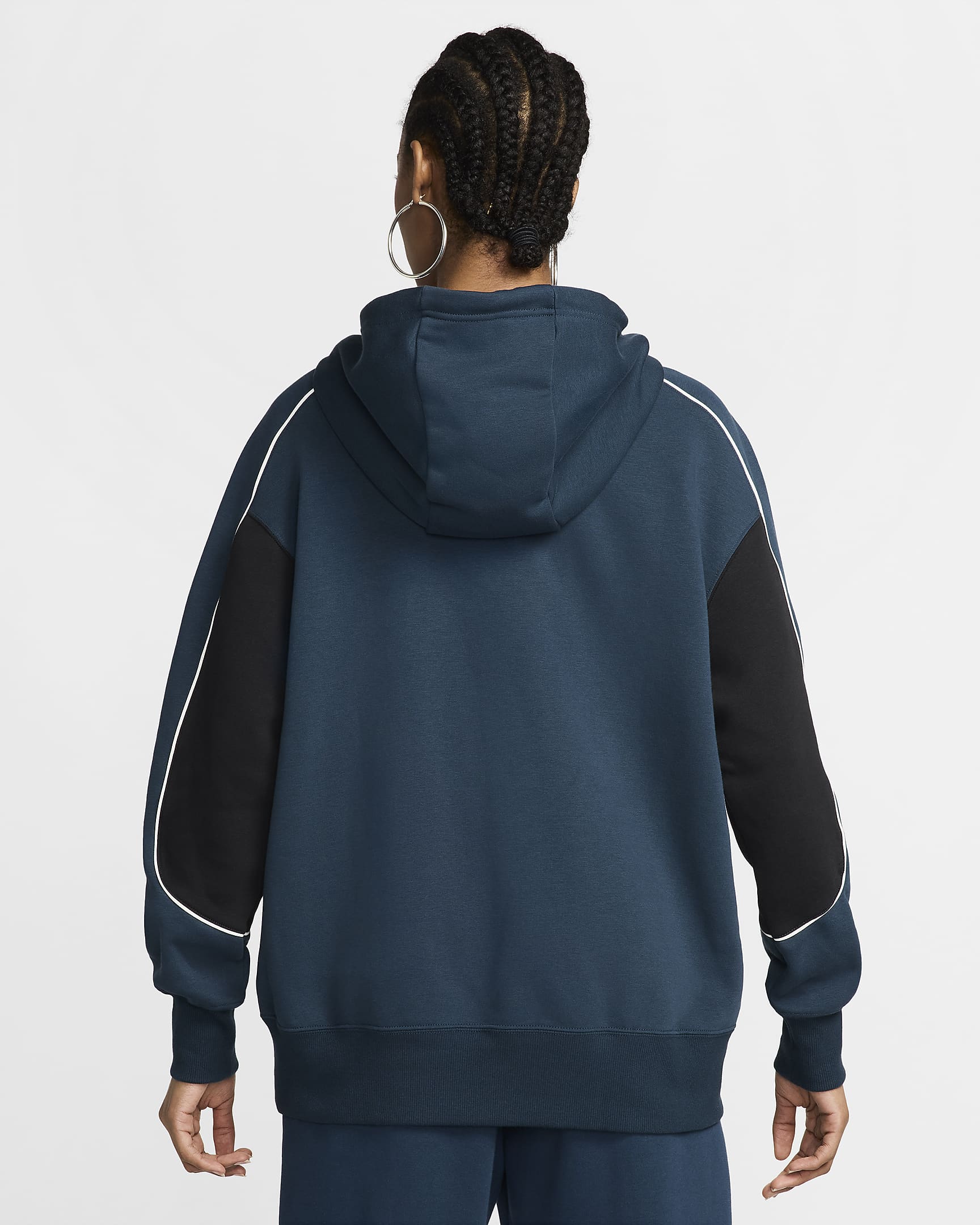 Nike Sportswear Women's Oversized Fleece Pullover Hoodie - Armory Navy/White