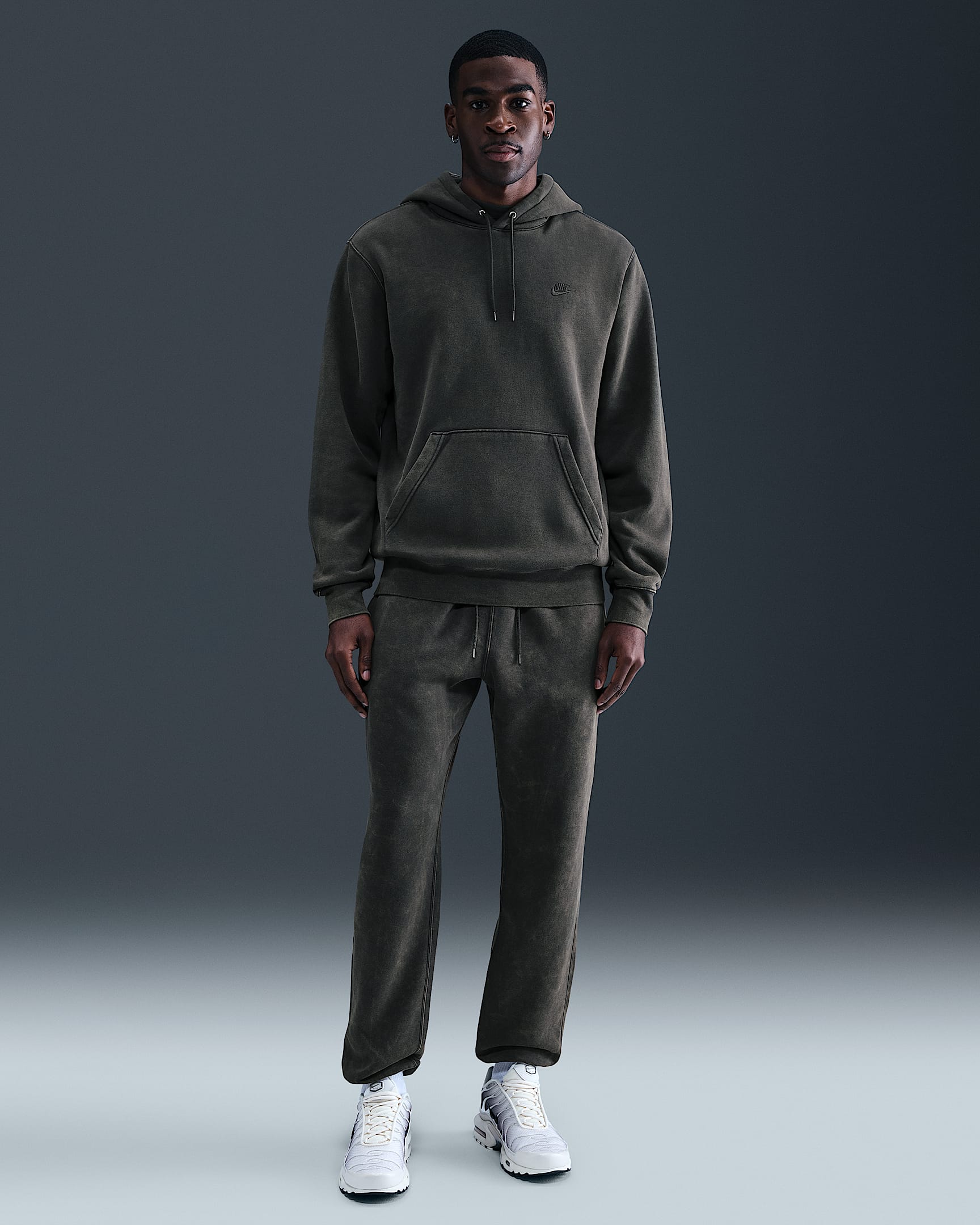 Nike Sportswear Club Men's Washed Cuffed Fleece Pants - Anthracite/Anthracite
