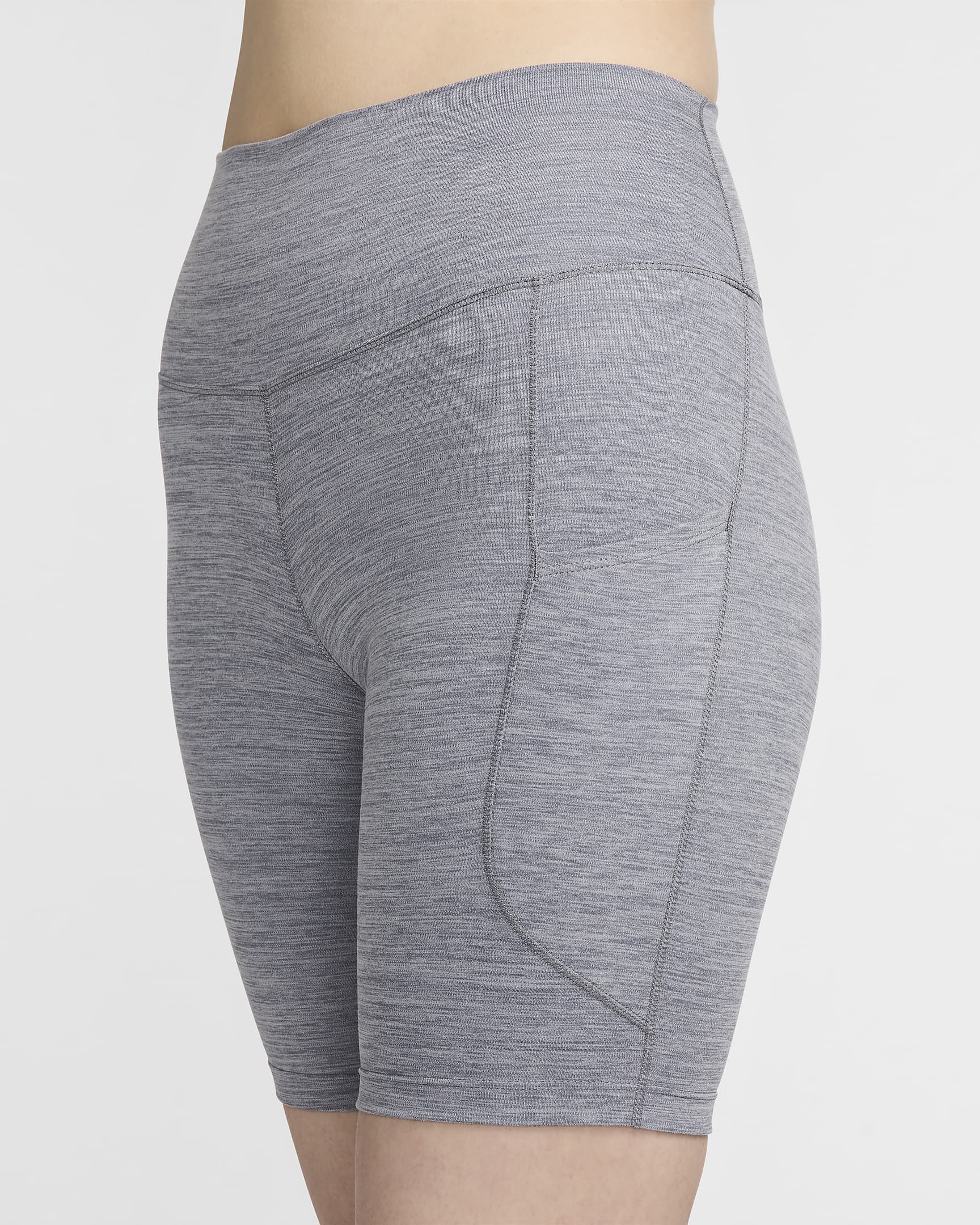 Nike One Women's High-Waisted 8" Biker Shorts with Pockets - Smoke Grey/Heather/Black