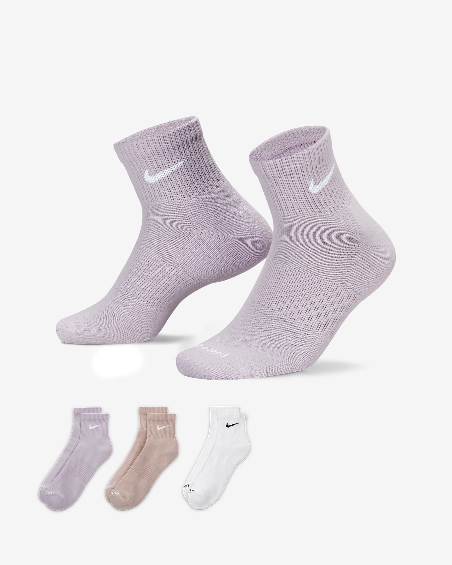 Nike Everyday Plus Cushioned Training Ankle Socks (3 Pairs) - Multi-Color
