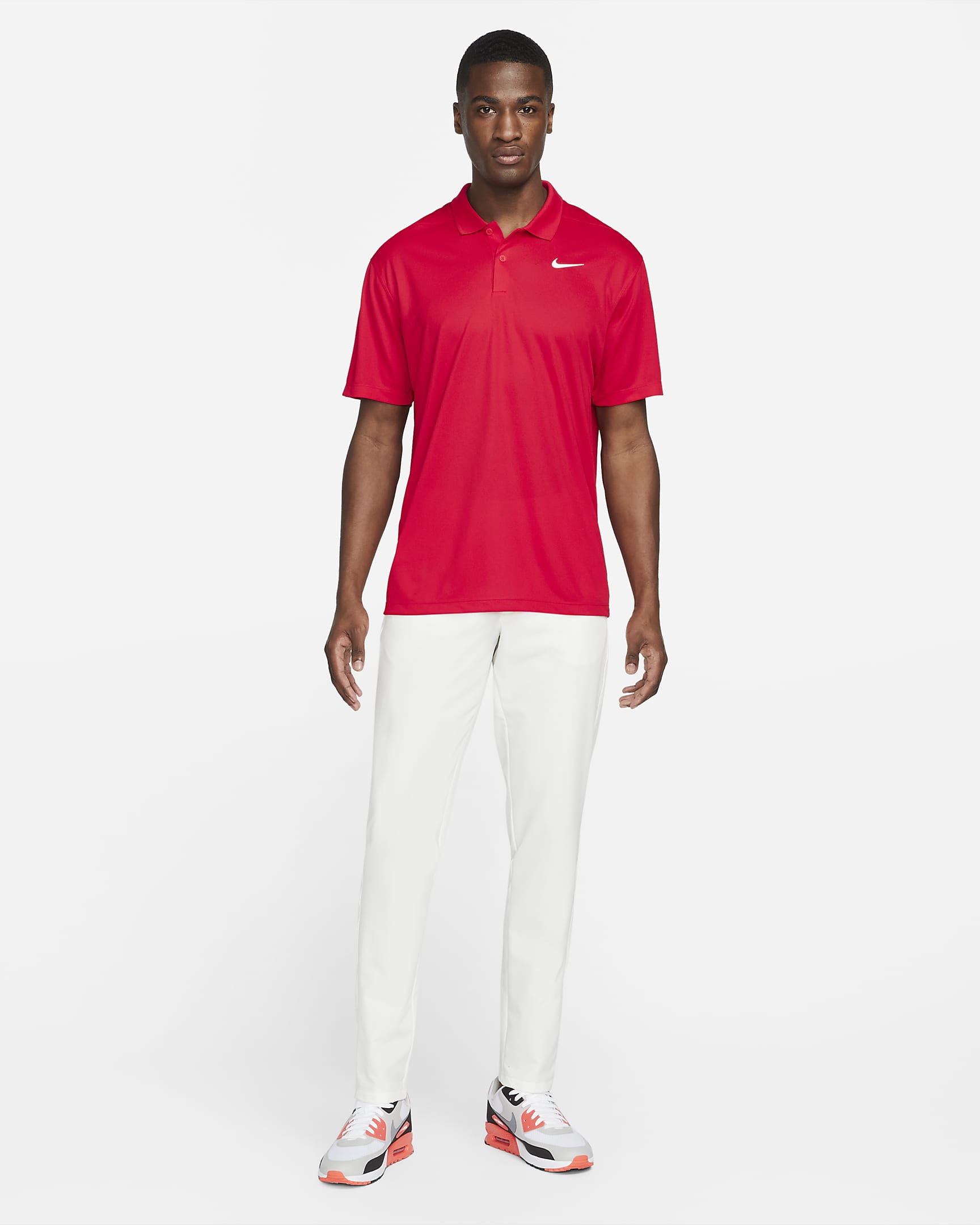 Nike Dri-FIT Victory golfskjorte til herre - University Red/Hvit