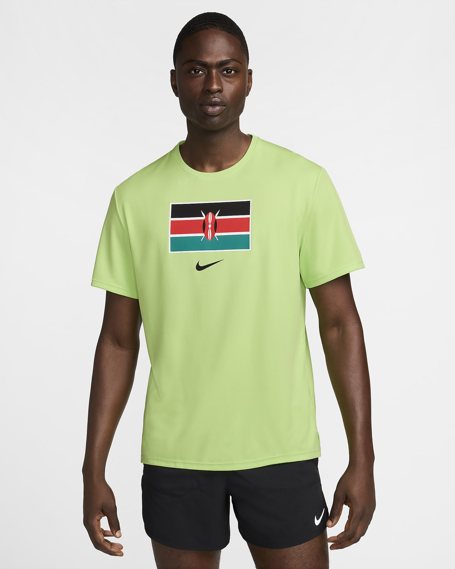 Team Kenya Miler Nike Dri-FIT rövid ujjú férfi futófelső - Key Lime/Fekete