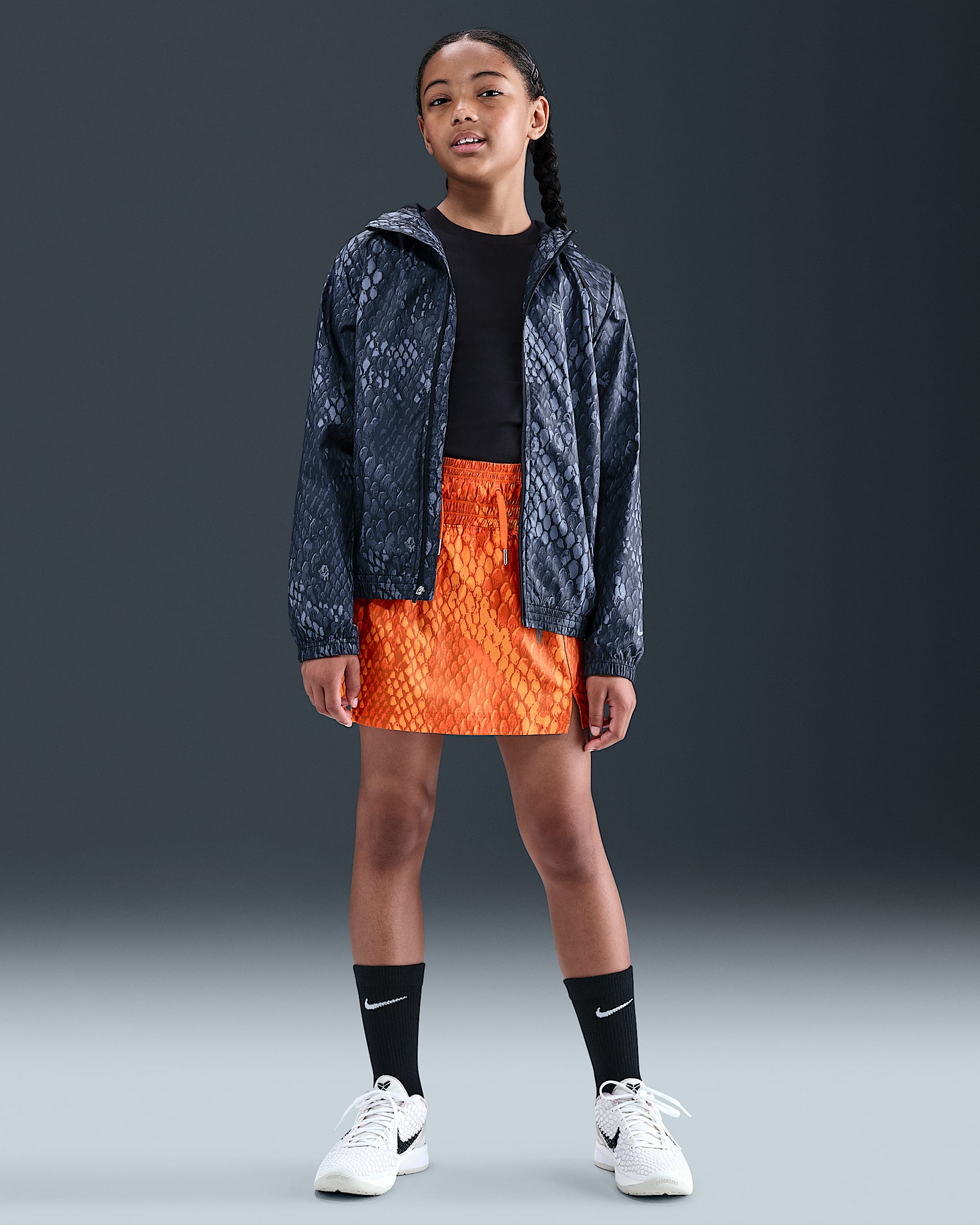 Kobe Big Kids' (Girls') Lightweight Woven Skirt - Safety Orange
