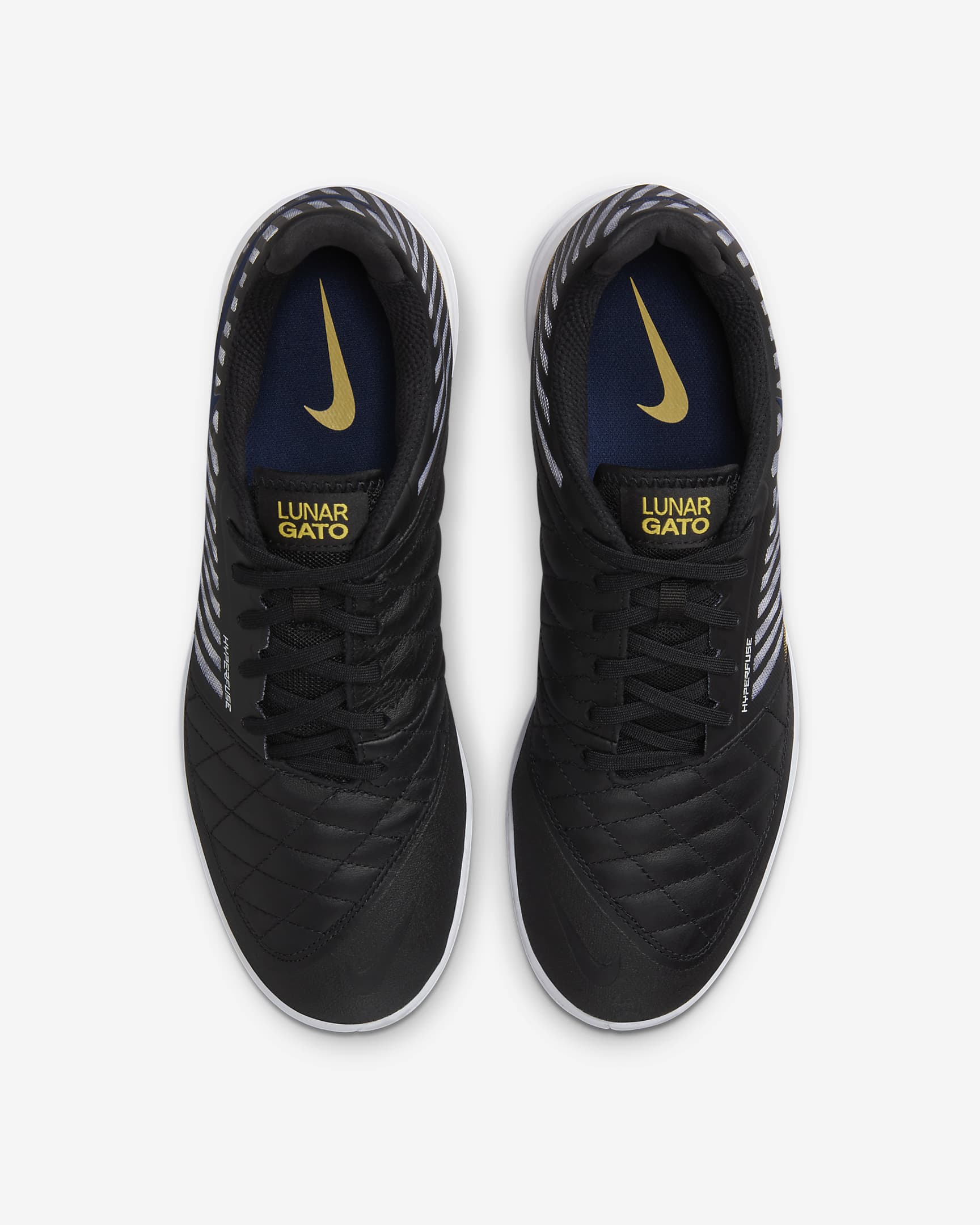 Nike Lunar Gato II Indoor Court Low-Top Football Shoes - Black/Black/Vivid Sulphur/Midnight Navy