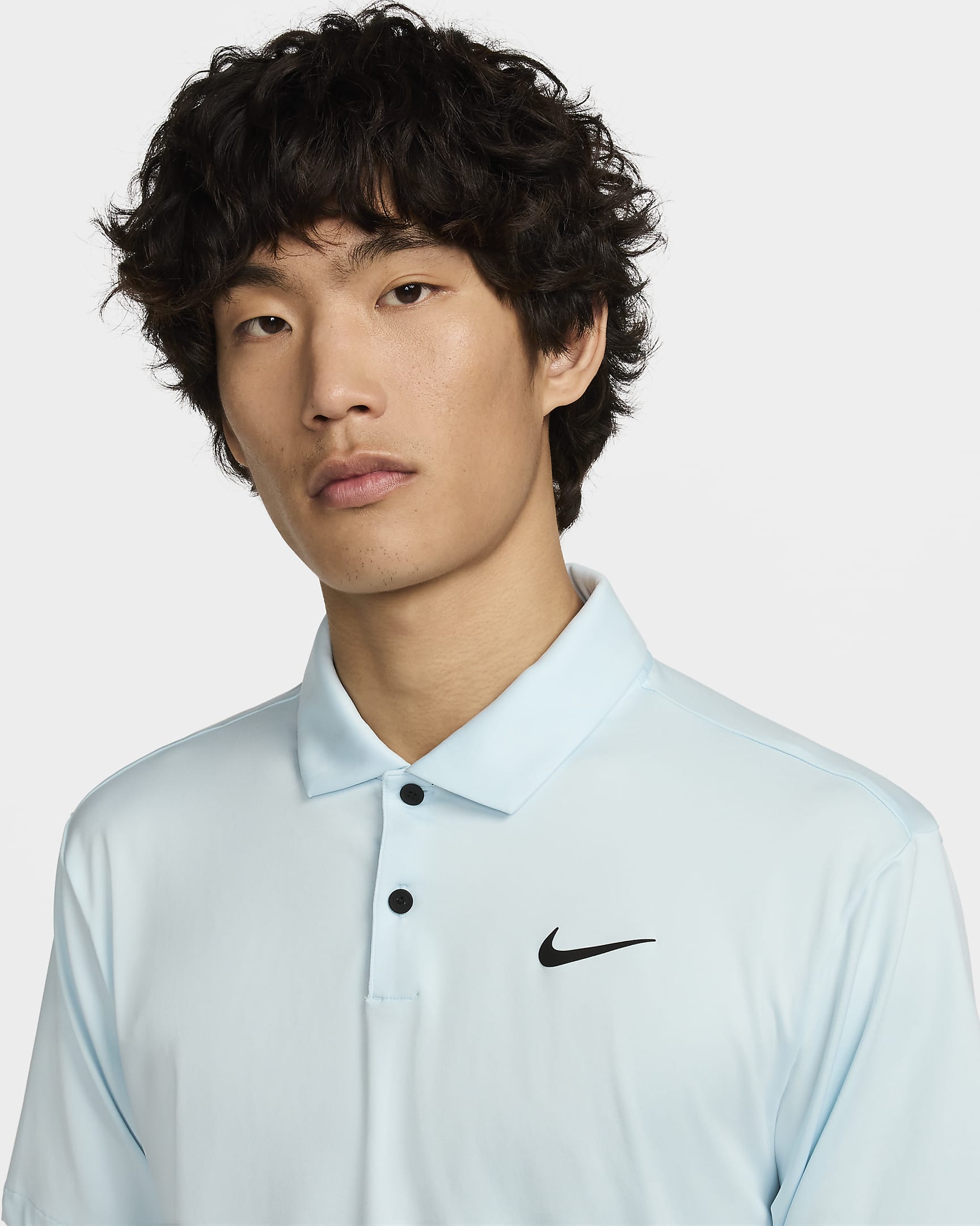 Nike Dri-FIT Tour 男款純色高爾夫球衫 - Glacier Blue/黑色