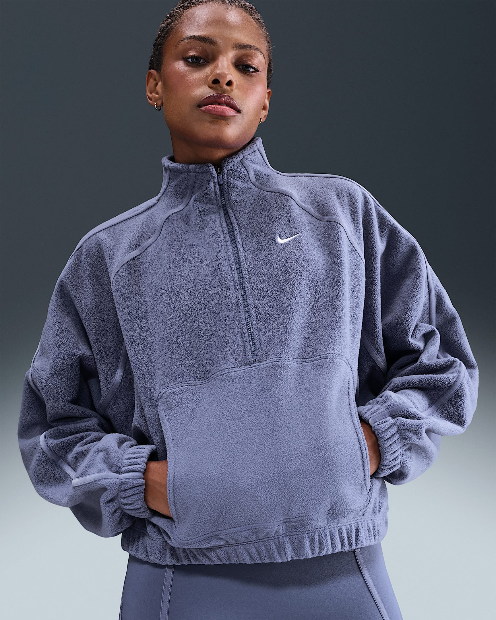 Top con media cremallera Nike One Therma-FIT - Mujer - World Indigo/Blanco