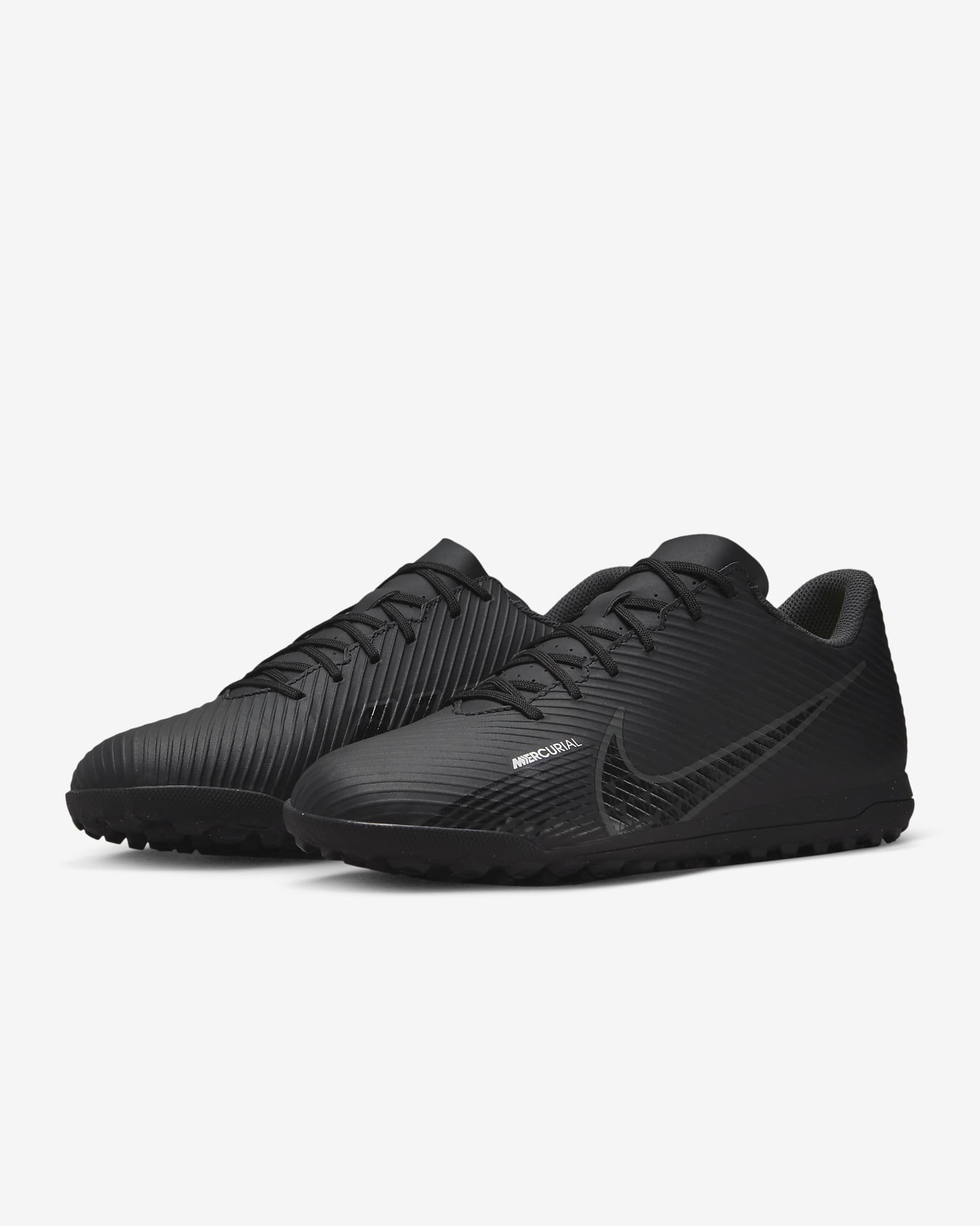 Nike Mercurial Vapor 15 Club Turf Low-Top Football Shoes - Black/Summit White/Volt/Dark Smoke Grey