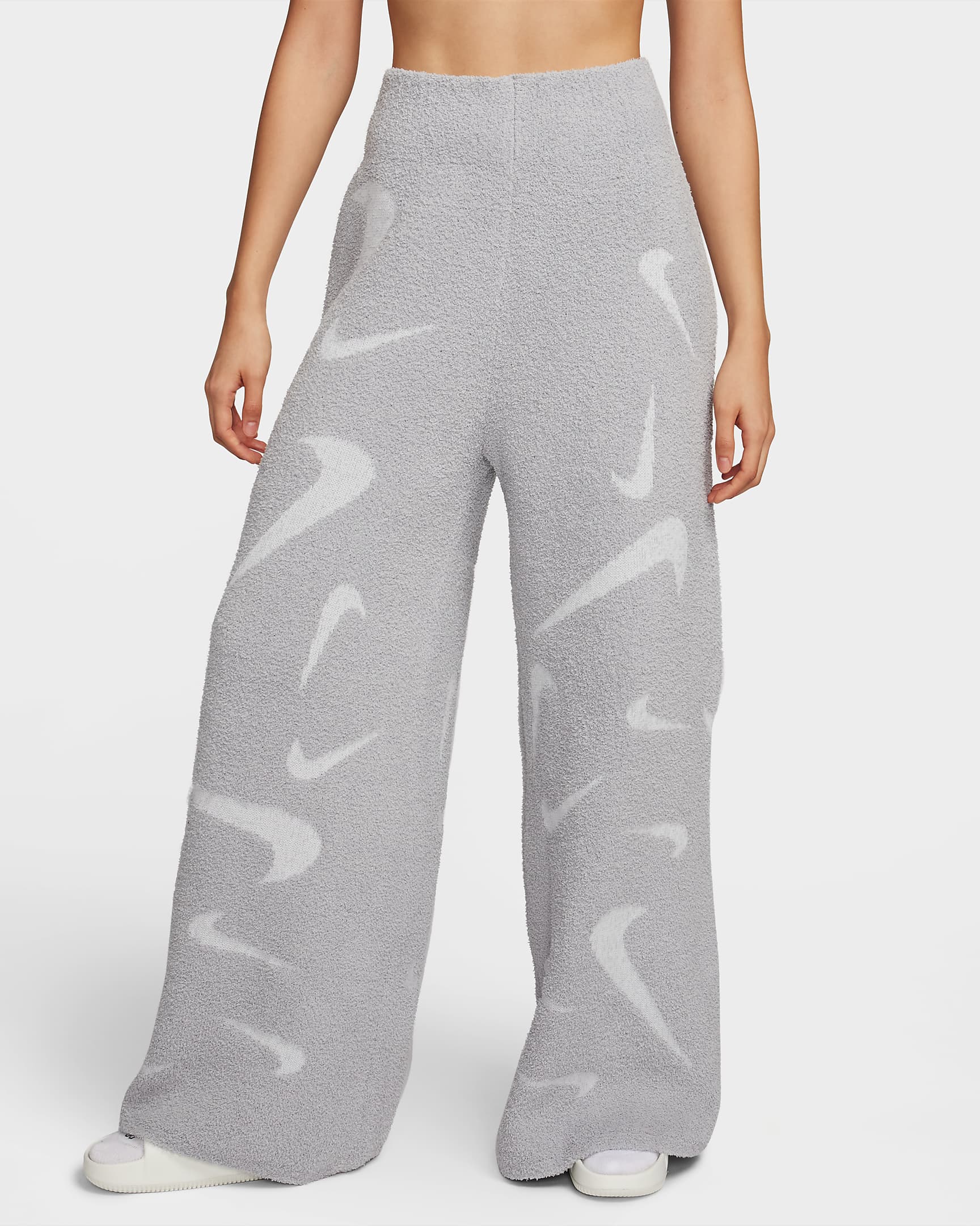 Nike Sportswear Phoenix Cosy Bouclé Women's High-Waisted Wide-Leg Knit Trousers - Light Smoke Grey/Photon Dust