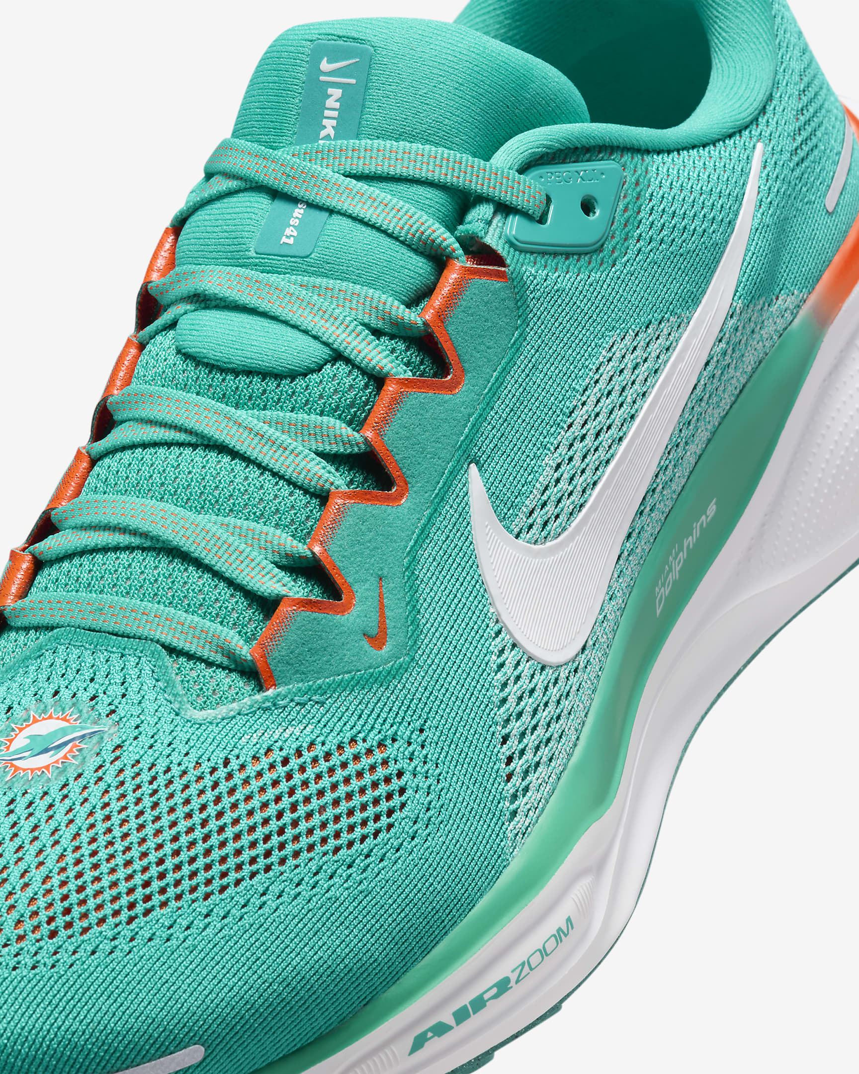 Tenis de correr en pavimento para hombre Nike Pegasus 41 NFL Miami Dolphins - Verde turbo/Blanco/Naranja brillante/Blanco