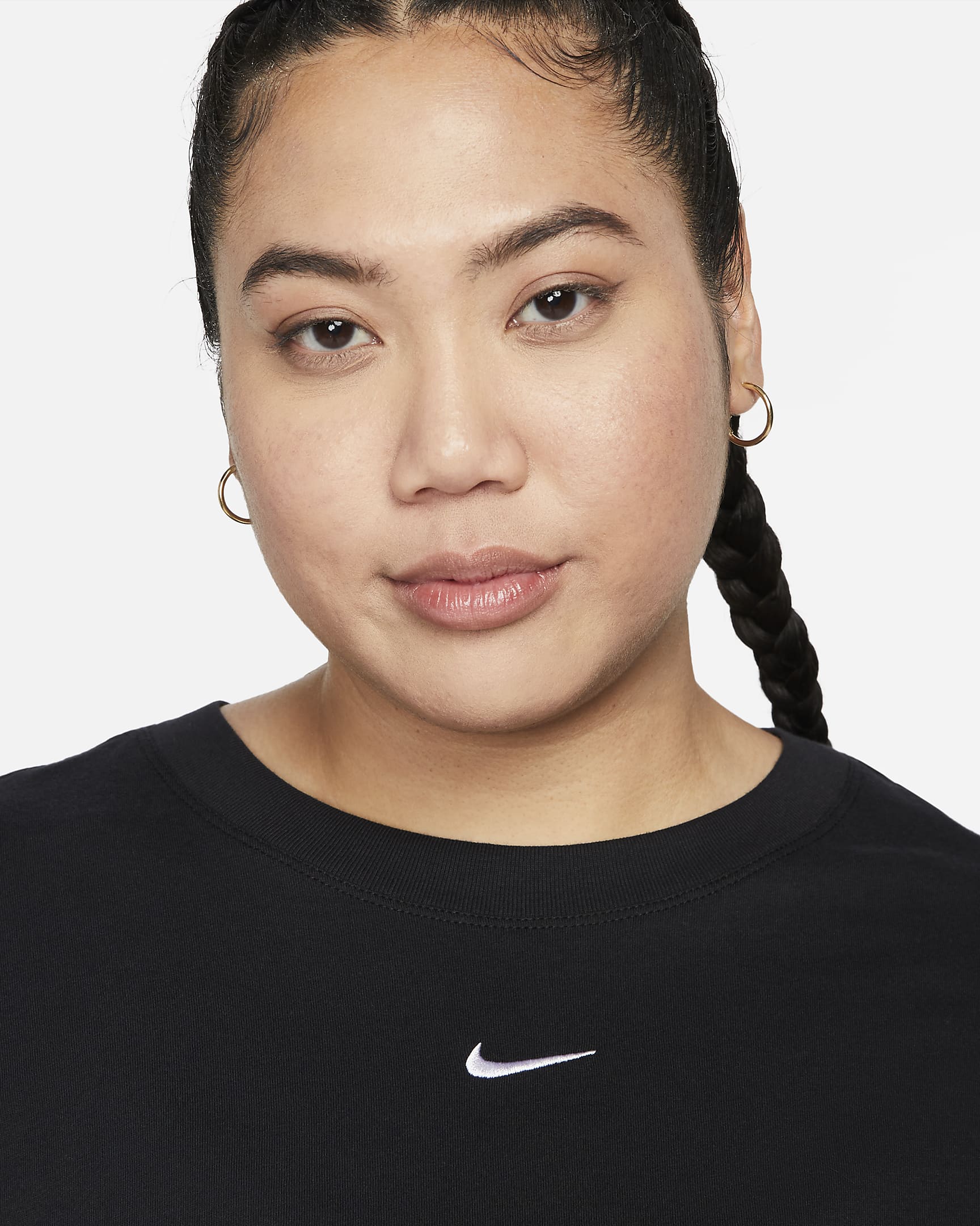 Nike Sportswear Essential Longsleeve für Damen (große Größe) - Schwarz/Weiß