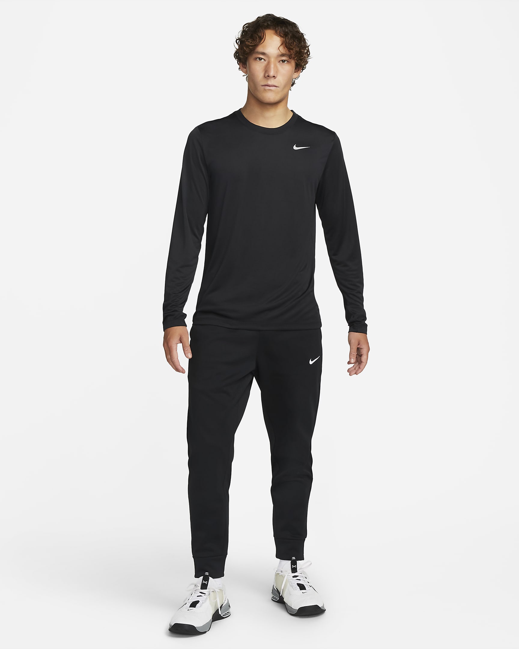 Nike Dri-FIT Legend Men's Long-Sleeve Fitness Top - Black/Matte Silver