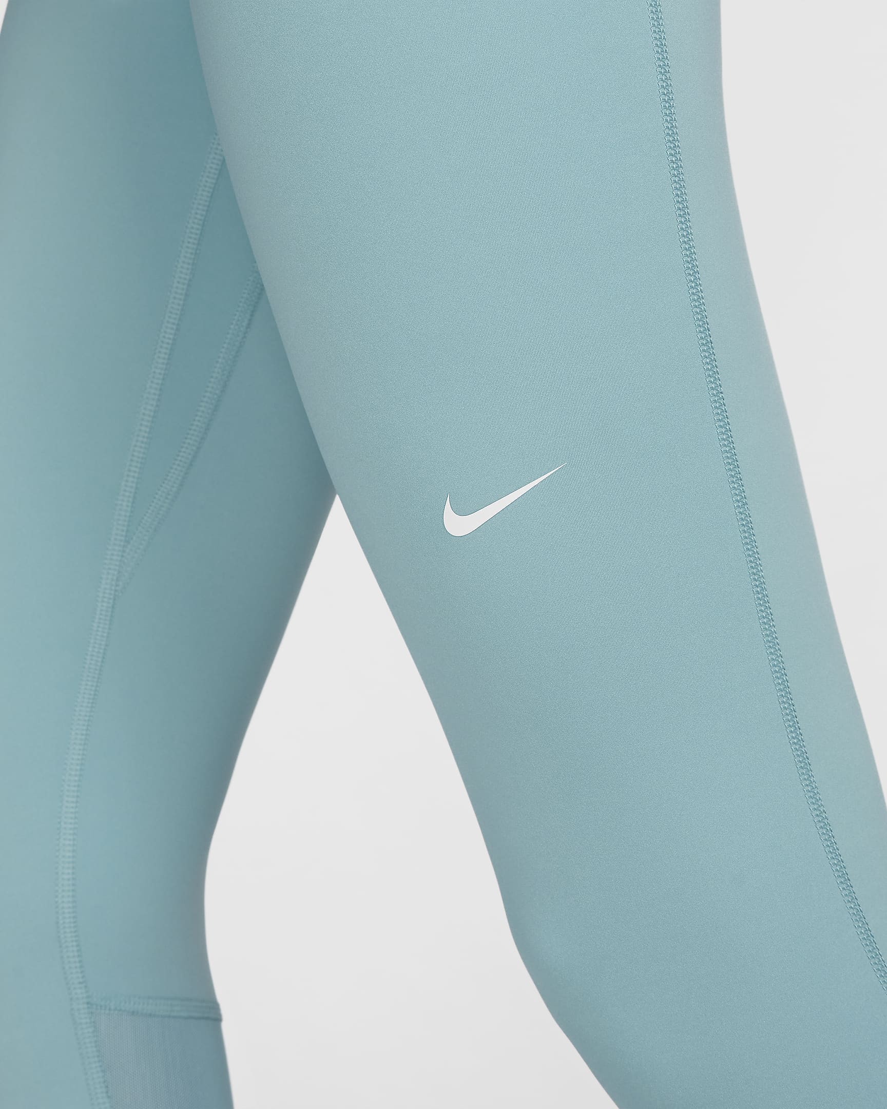 Nike Pro Women's Mid-Rise Mesh-Panelled Leggings - Denim Turquoise/White