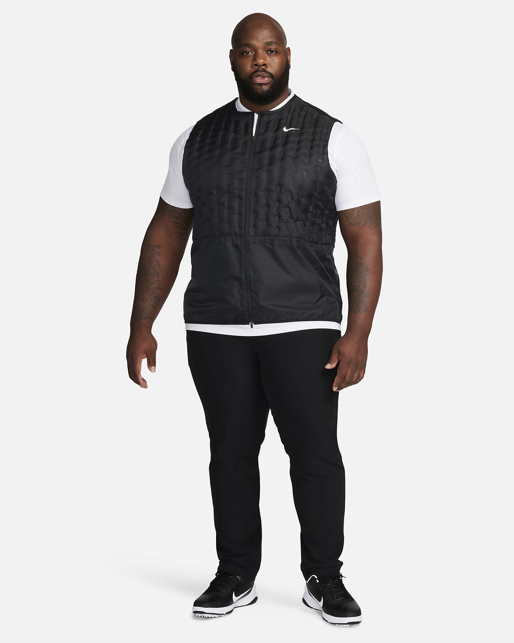 Nike Therma-FIT Repel Men's Full-Zip Down Golf Vest - Black/Black/White