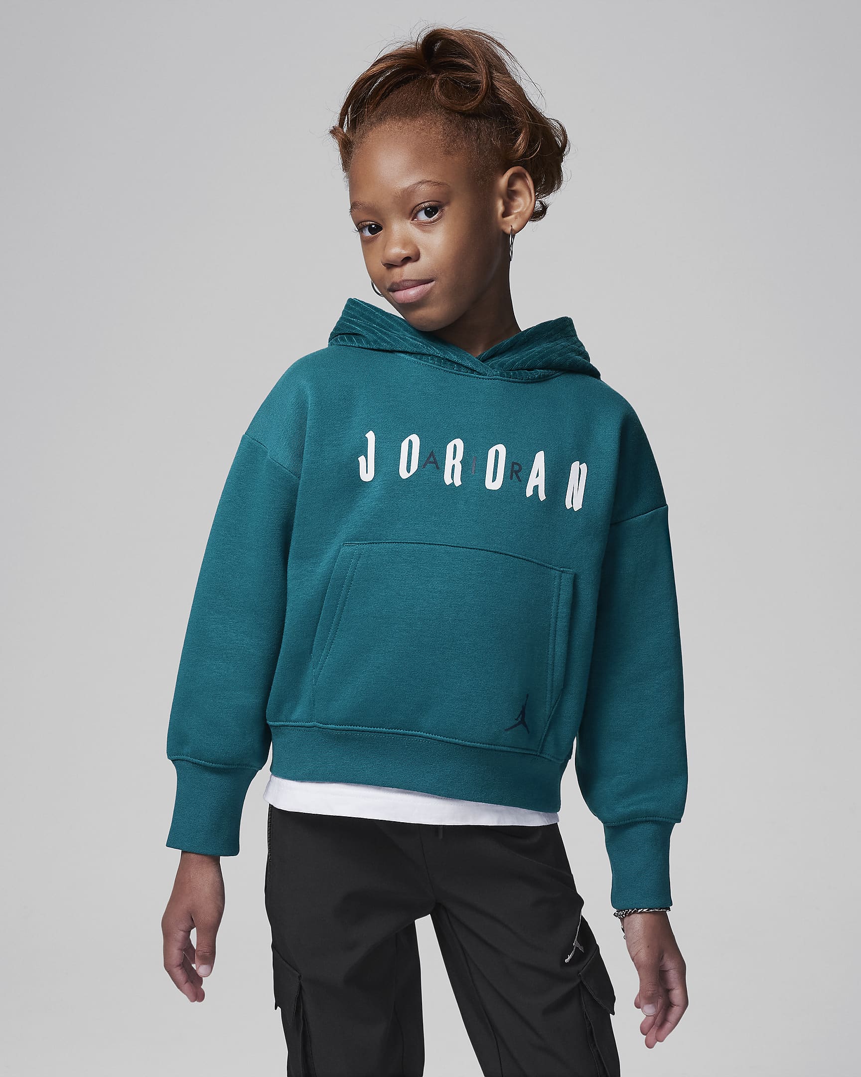 Sudadera con gorro para niños talla pequeña Jordan Soft Touch Mixed Pullover Hoodie - Azul verdoso geoda