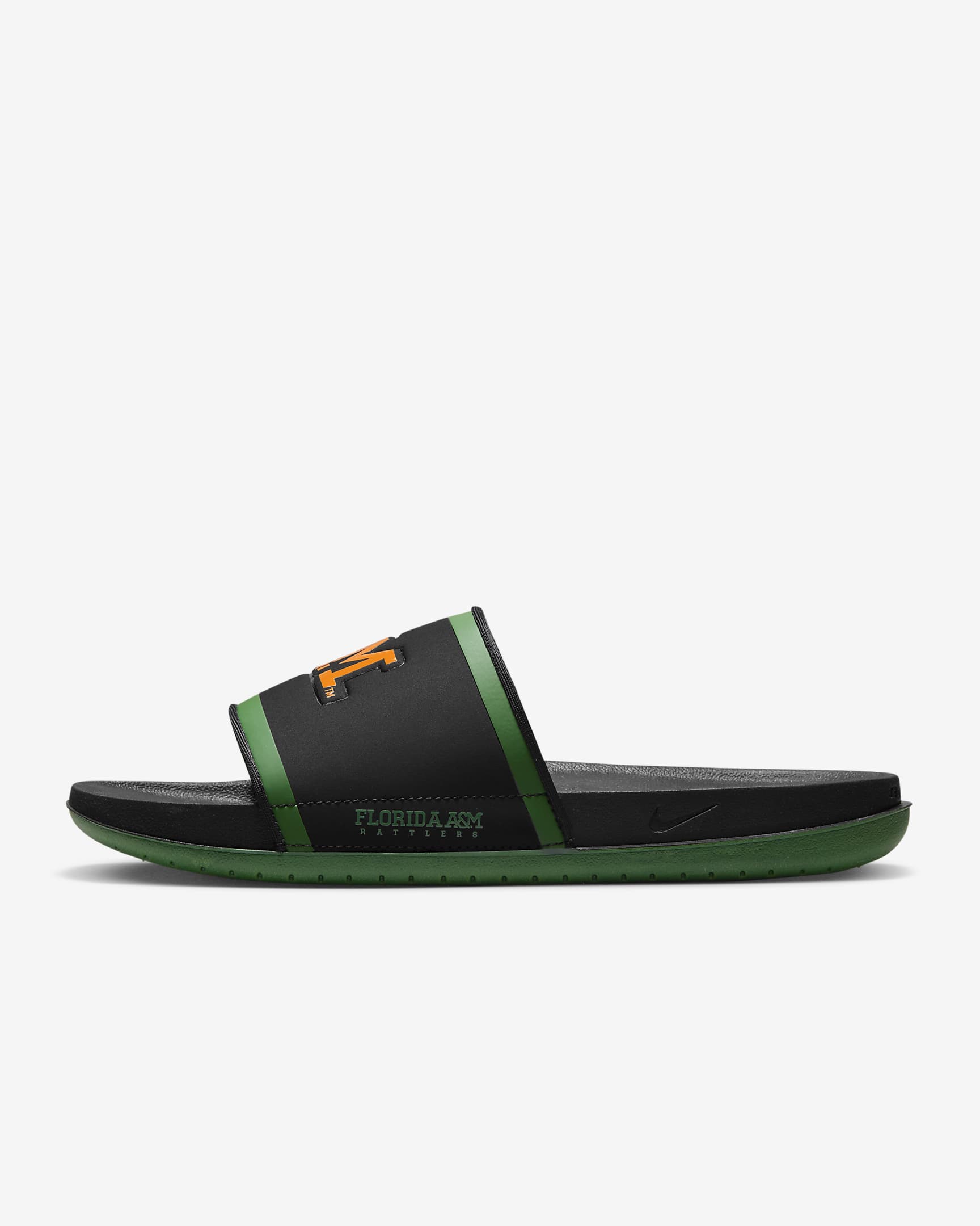 FAMU Nike College Offcourt Slides - Black/Fortress Green/Orange Horizon