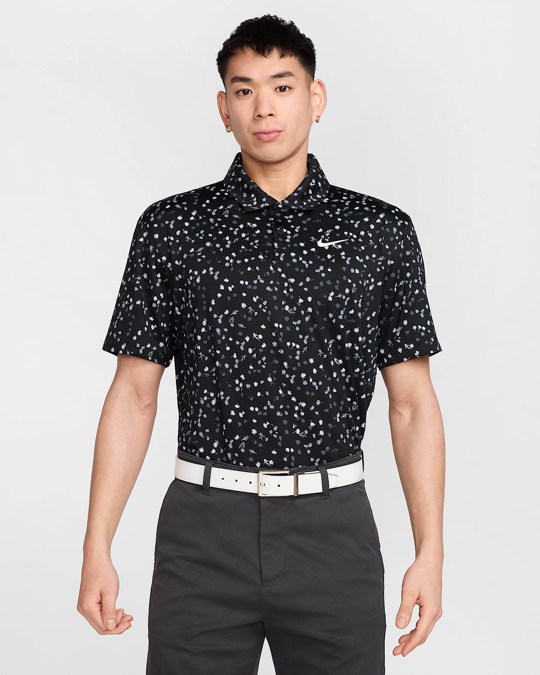 Nike Dri-FIT Tour Men's Floral Golf Polo - Black/White