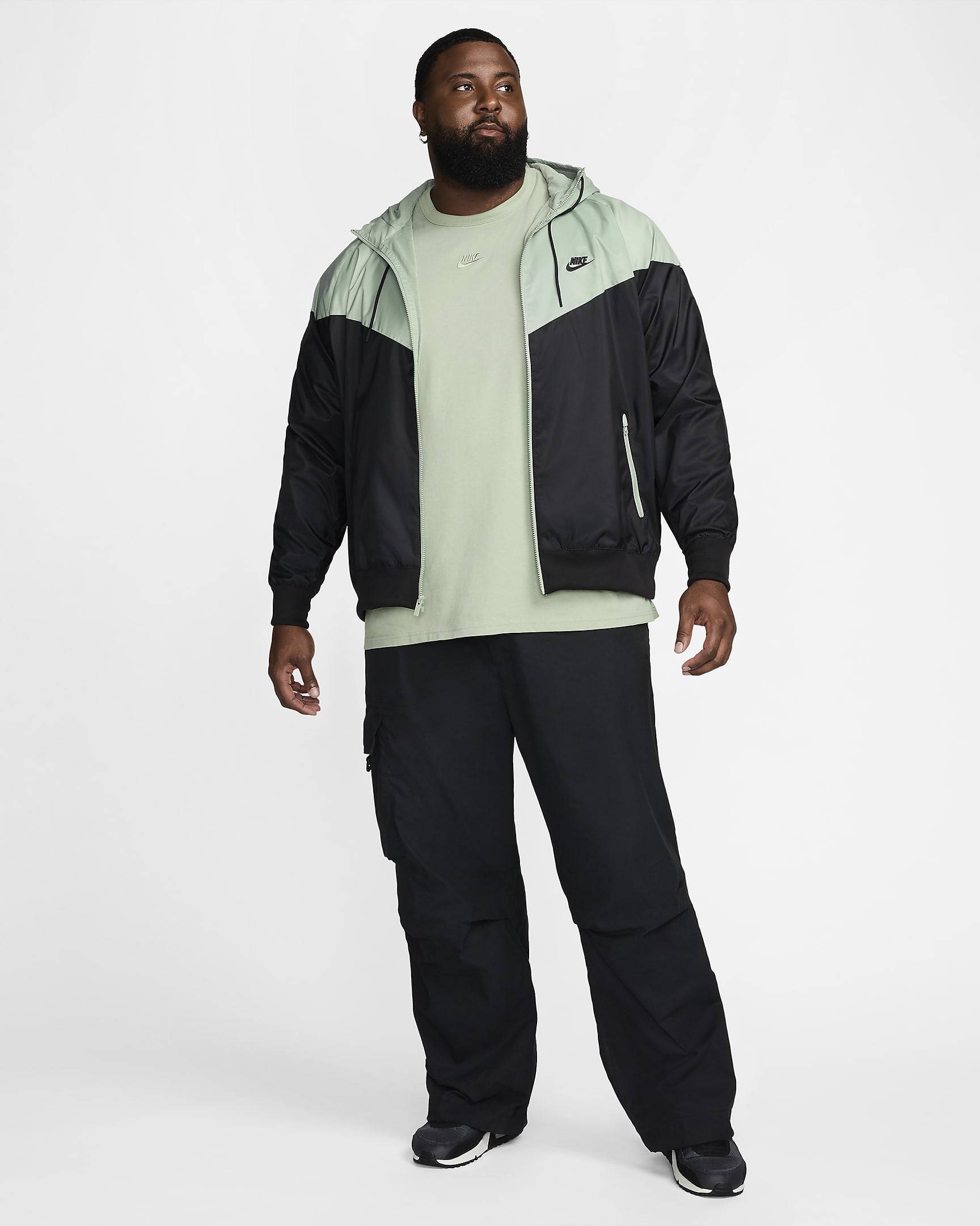 Nike Sportswear Windrunner Men's Hooded Jacket - Black/Jade Horizon/Black