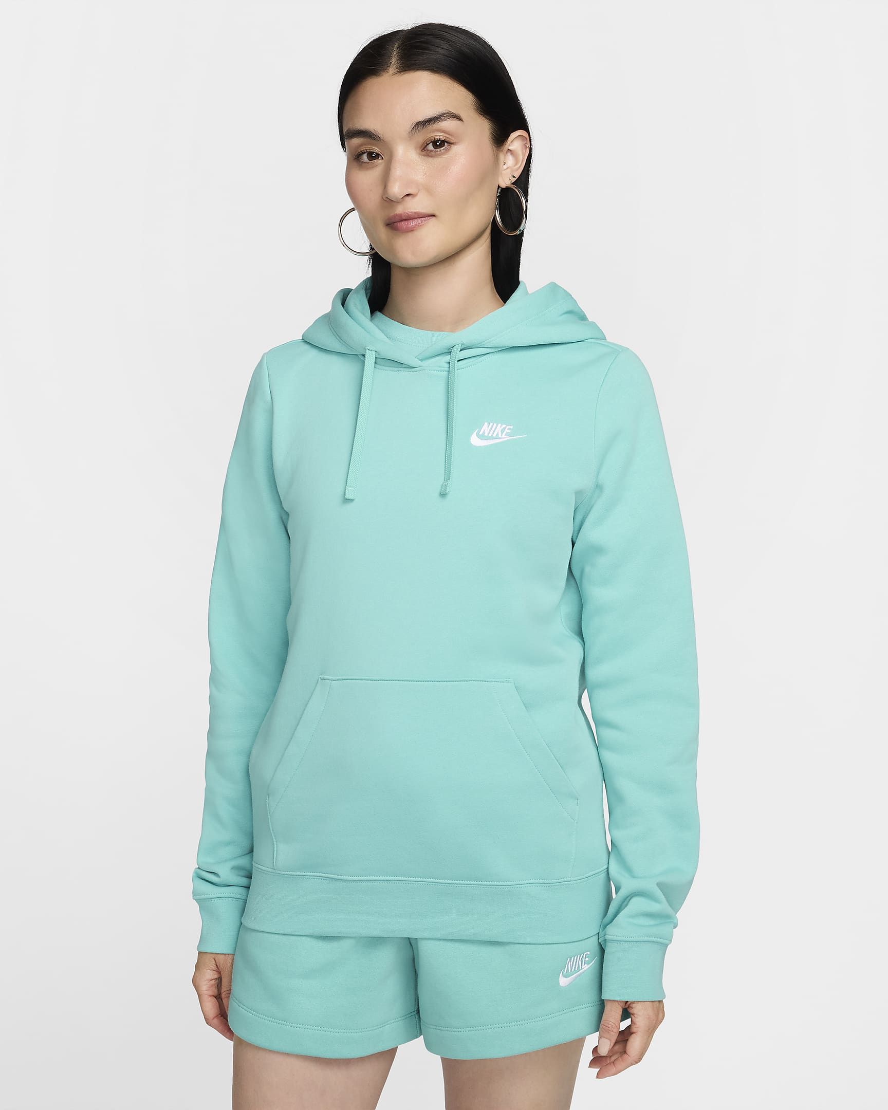 Sudadera con gorro sin cierre para mujer Nike Sportswear Club Fleece - Escarcha verde/Blanco