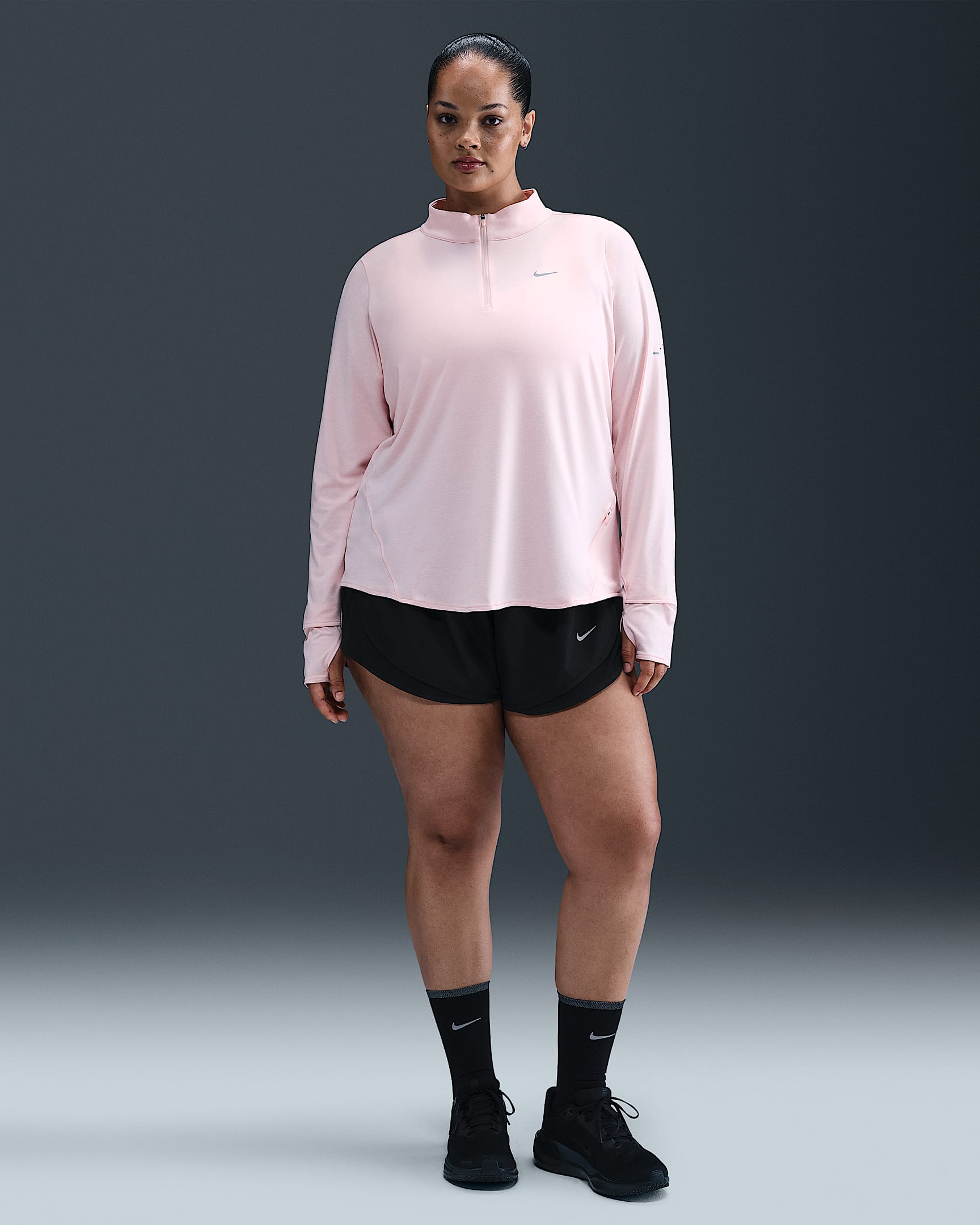 Shorts da running a vita media con slip interno 7,5 cm Nike Tempo Dri-FIT (Plus size) – Donna - Nero/Nero/Nero