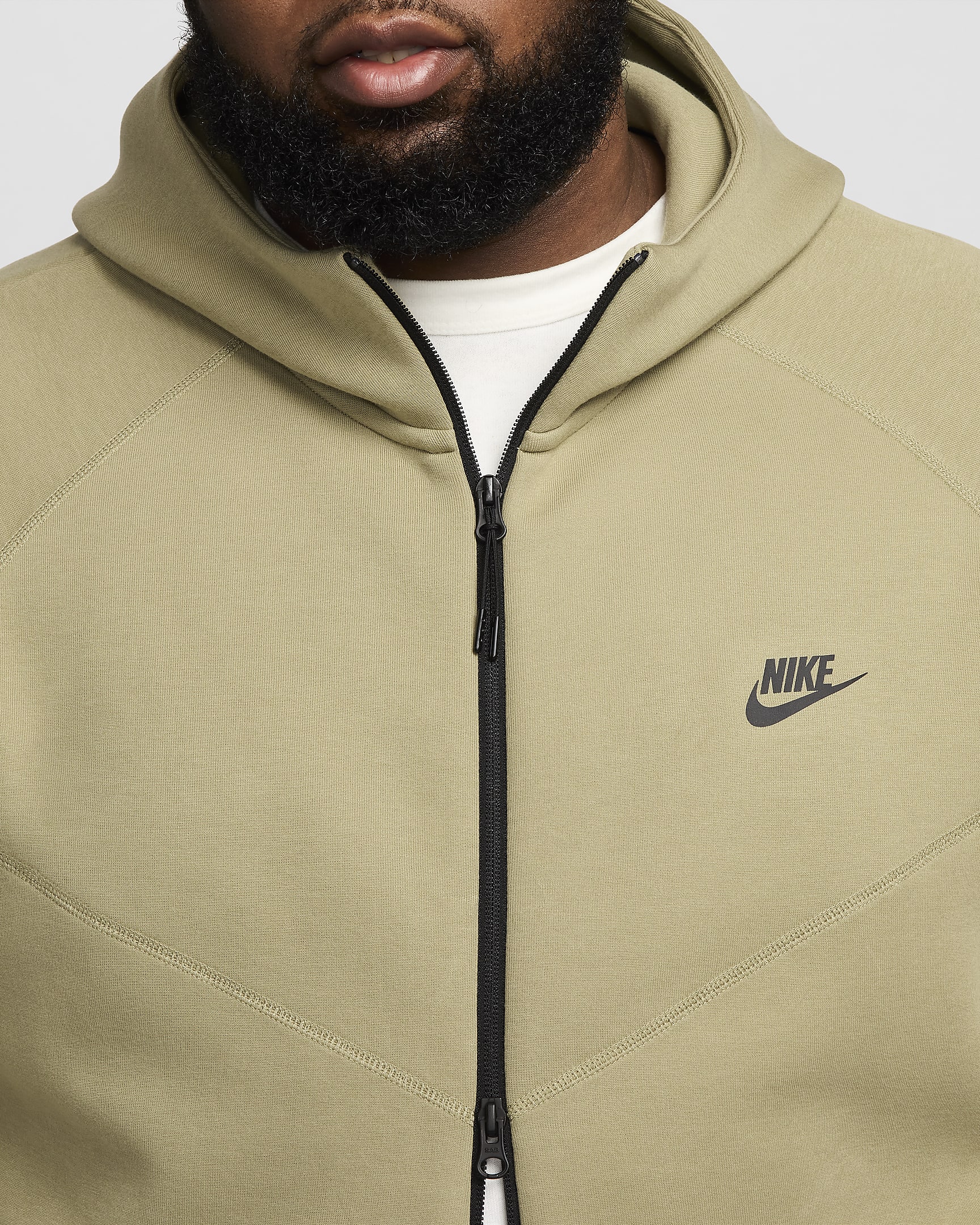 Huvtröja med hel dragkedja Nike Sportswear Tech Fleece Windrunner för män - Neutral Olive/Svart