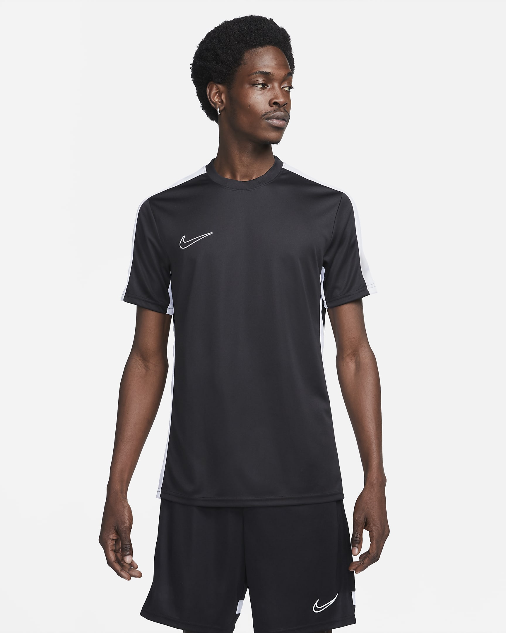 Męska koszulka piłkarska z krótkim rękawem Dri-FIT Nike Academy - Czerń/Biel/Biel