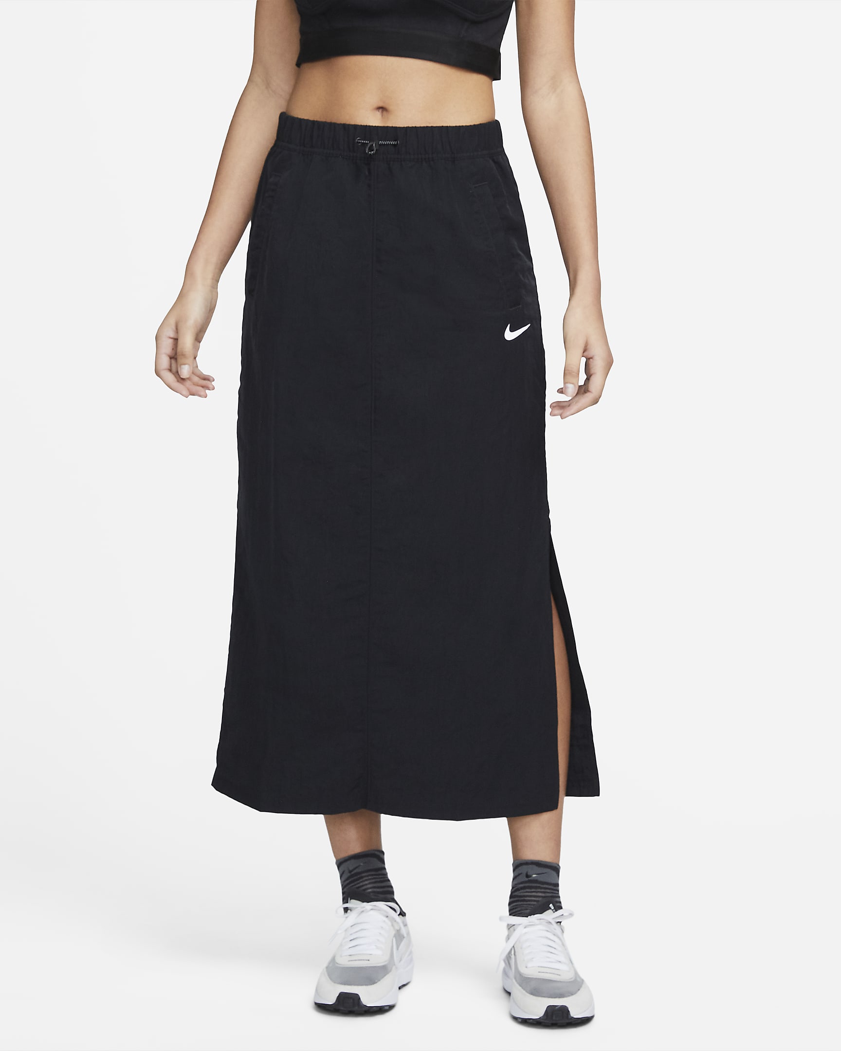 Jupe tissée taille haute Nike Sportswear Essential pour femme - Noir/Blanc