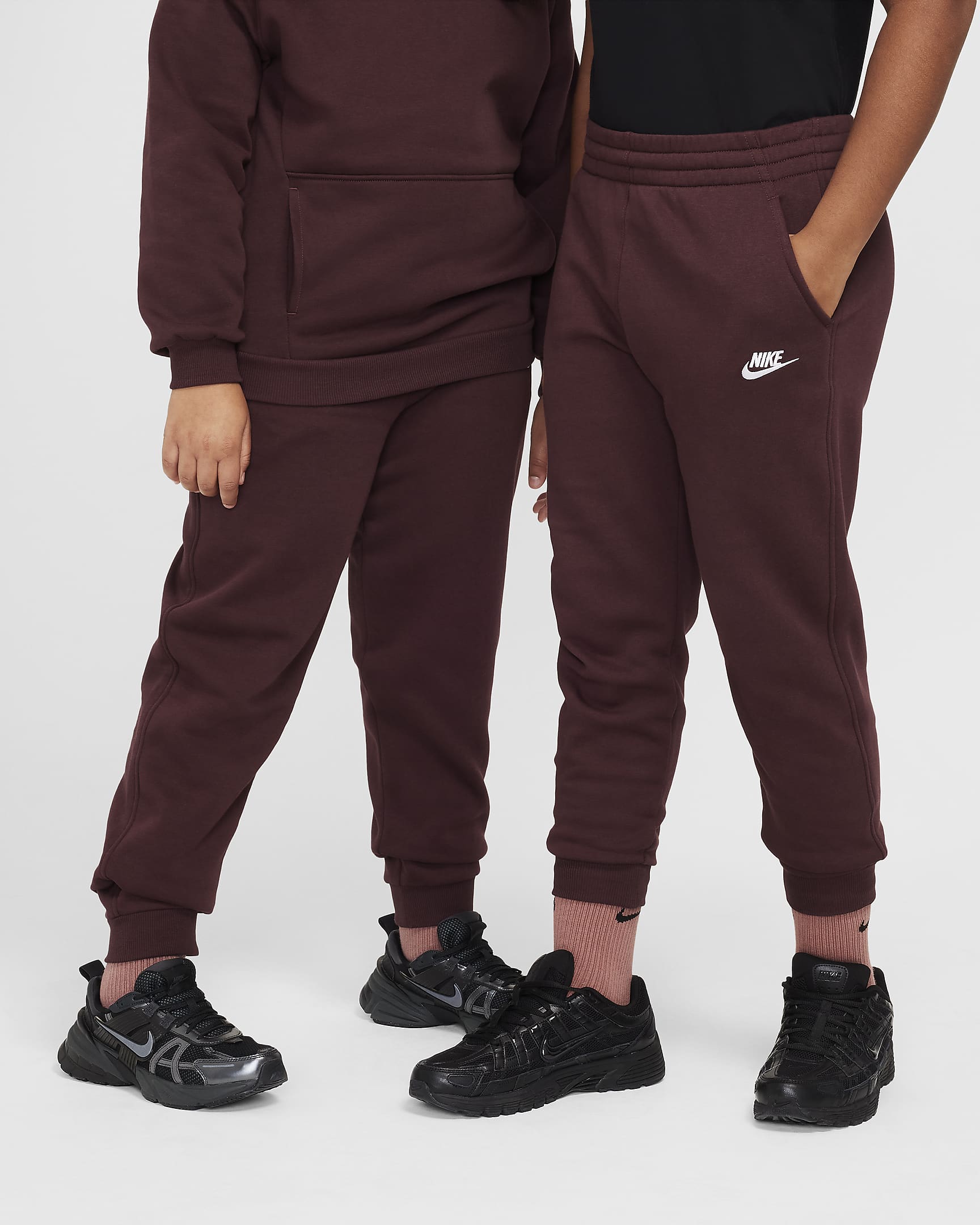 Nike Sportswear Club Fleece Big Kids' Joggers (Extended Size) - Burgundy Crush/White
