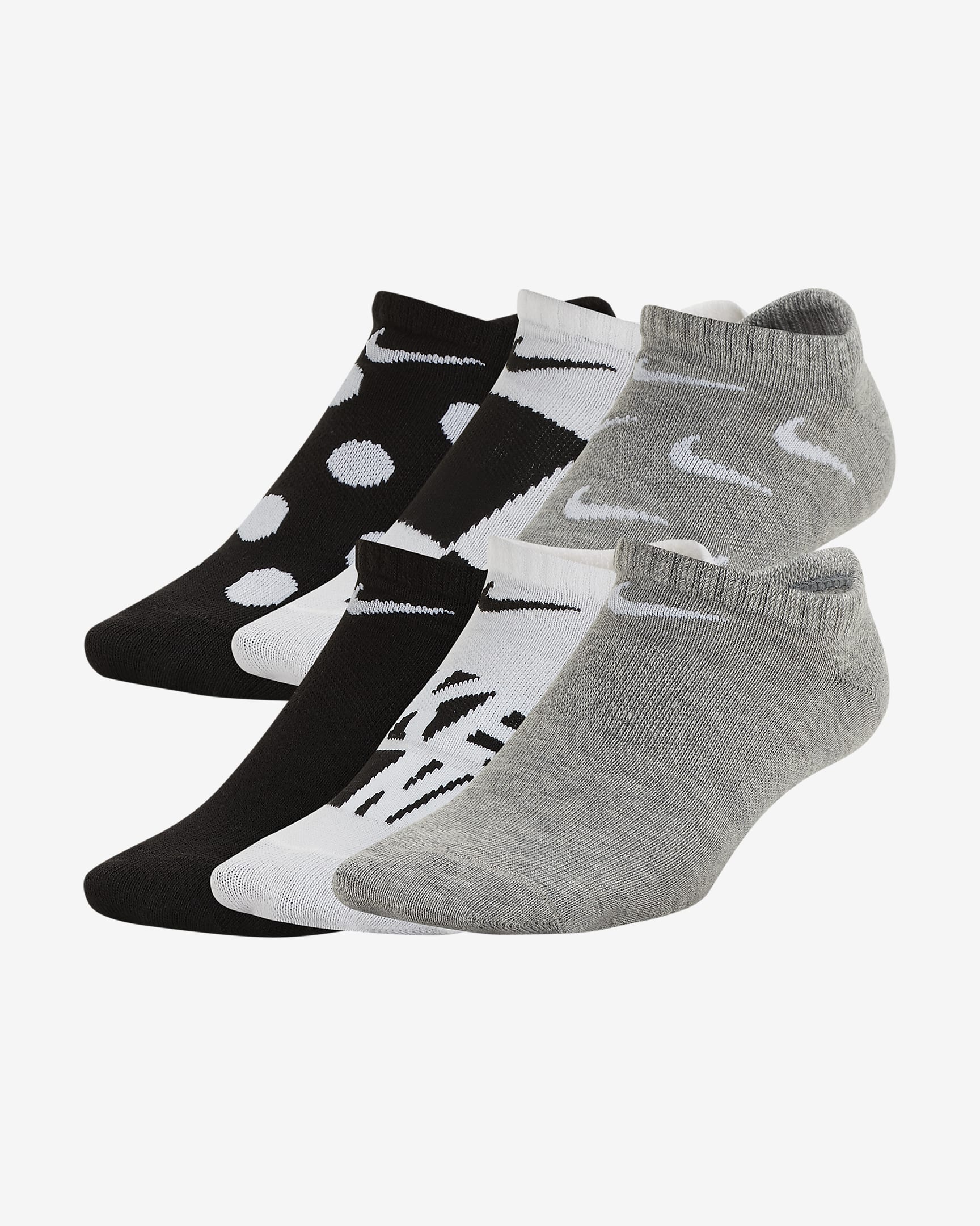 Nike Everyday Big Kids’ Lightweight Graphic No-Show Socks (6 Pairs) - Multi-Color