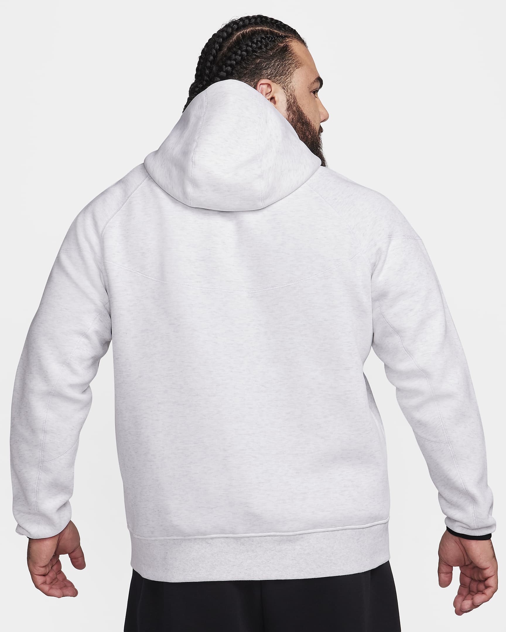 Nike Sportswear Tech Fleece Windrunner Tam Boy Fermuarlı Erkek Kapüşonlu Üst - Birch Heather/Siyah