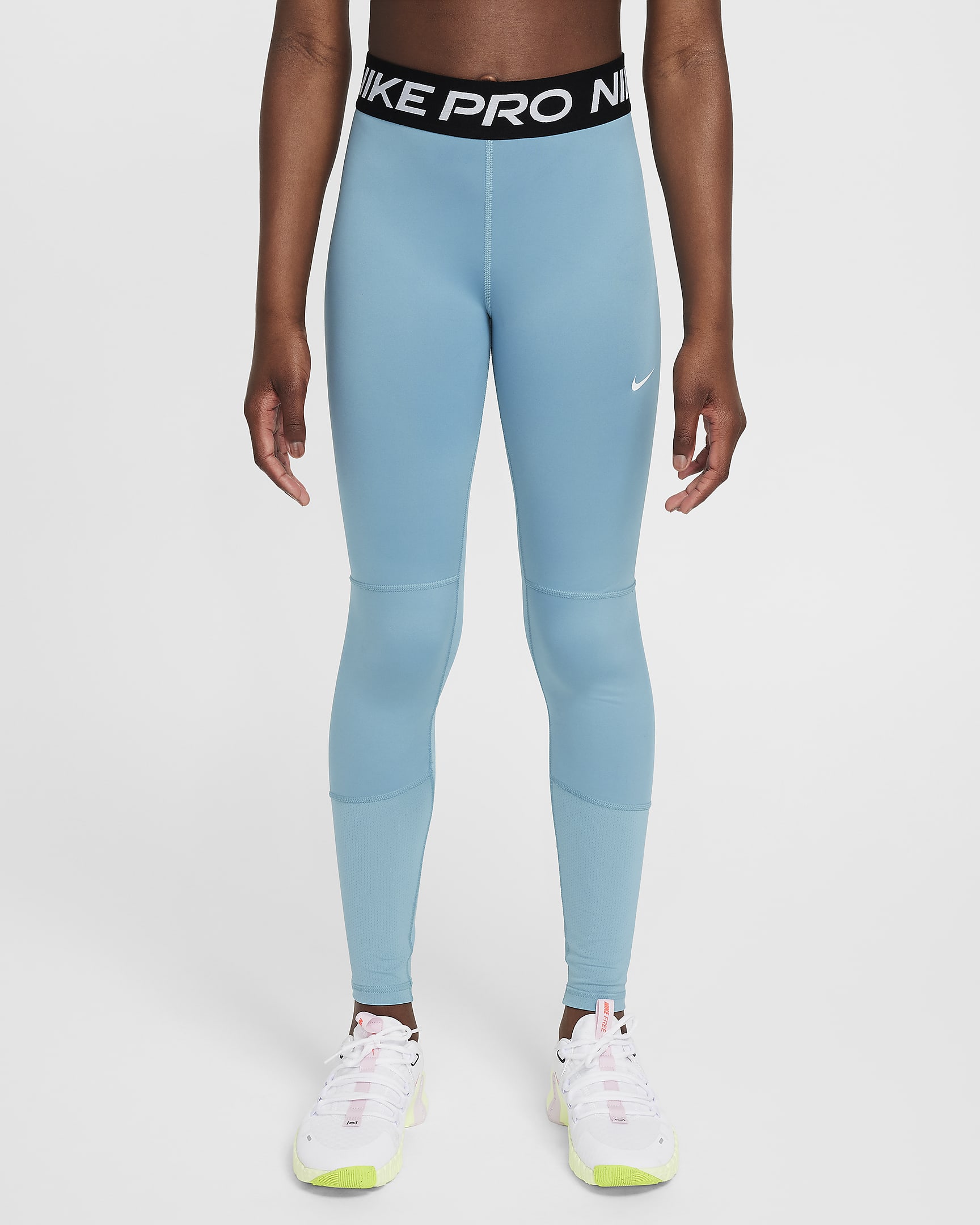 Legging Nike Pro Dri-FIT pour ado (fille) - Denim Turquoise/Blanc