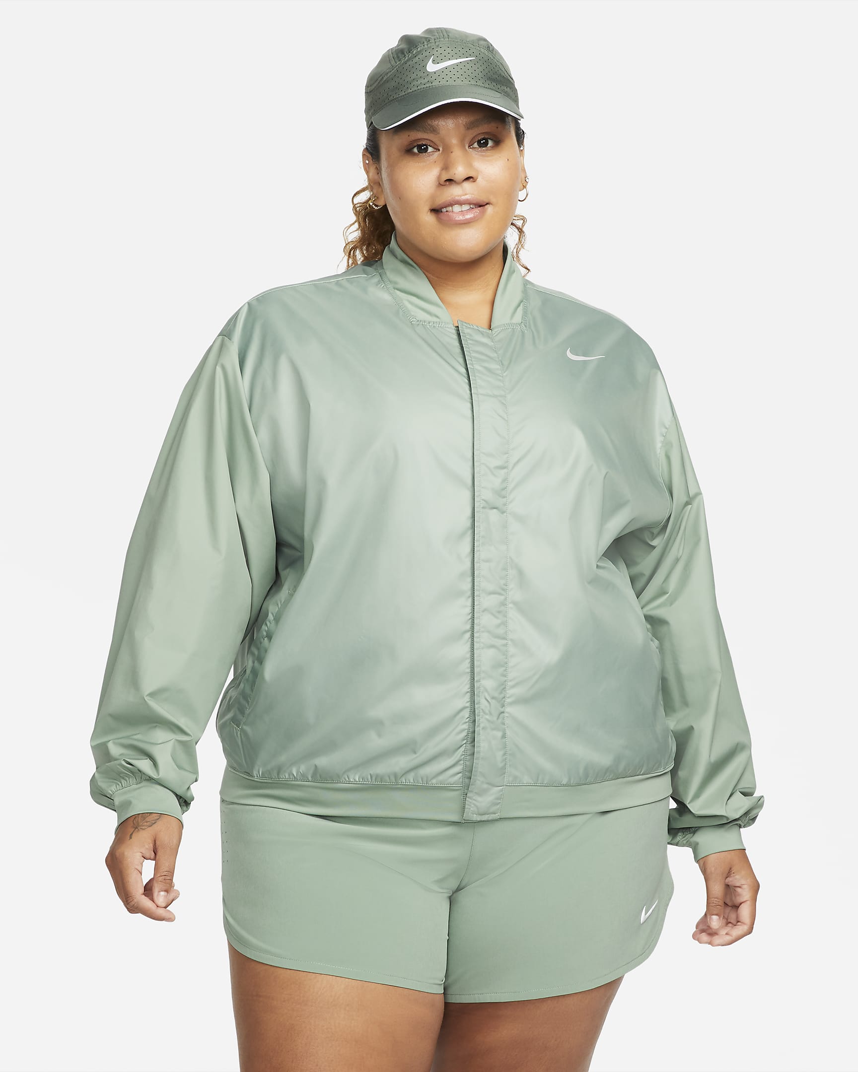 Nike Swoosh Run Women's Running Jacket (Plus Size) - Jade Smoke/White