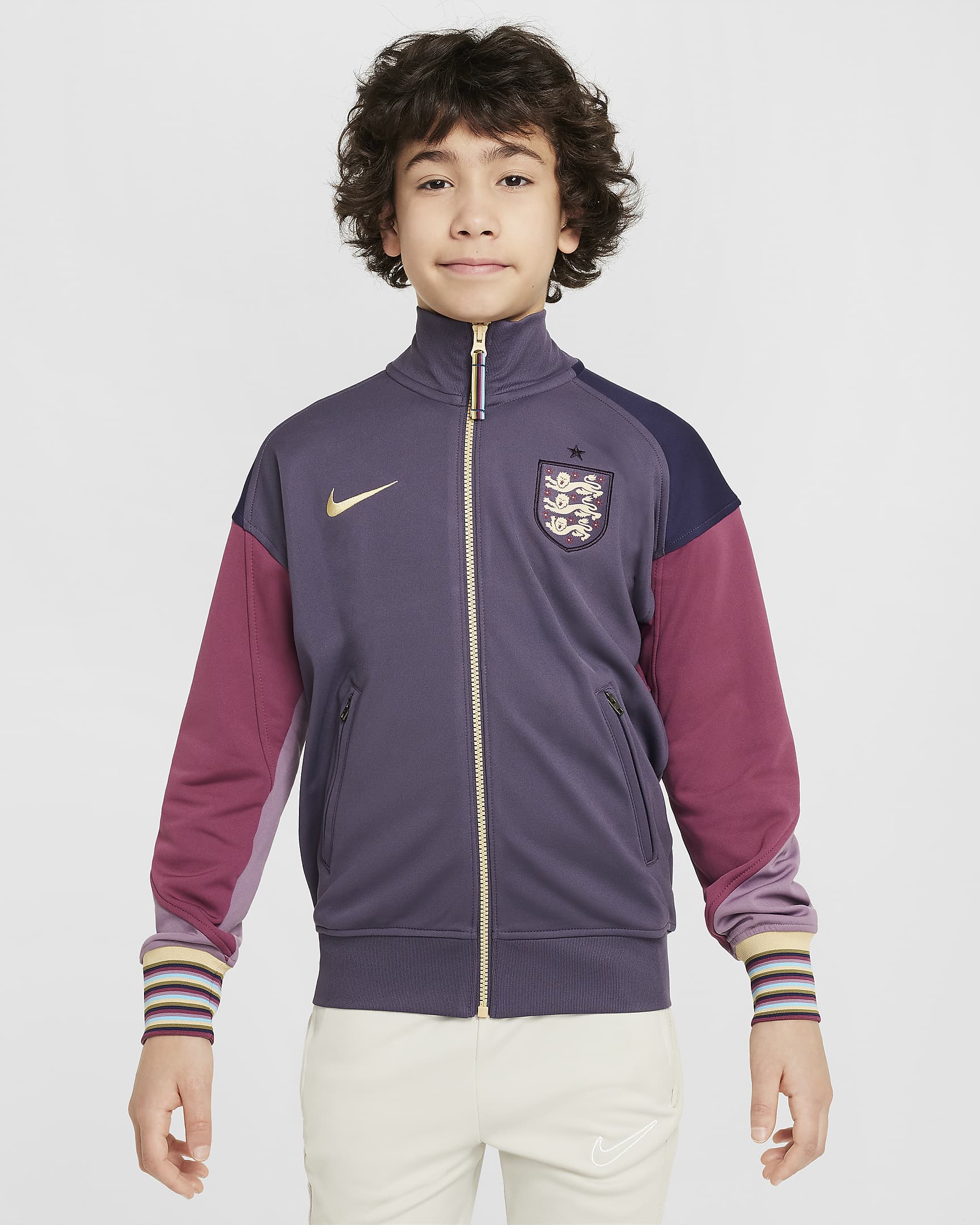 England Academy Pro Away Older Kids' Nike Dri-FIT Football Anthem Jacket - Dark Raisin/Purple Ink/Sesame