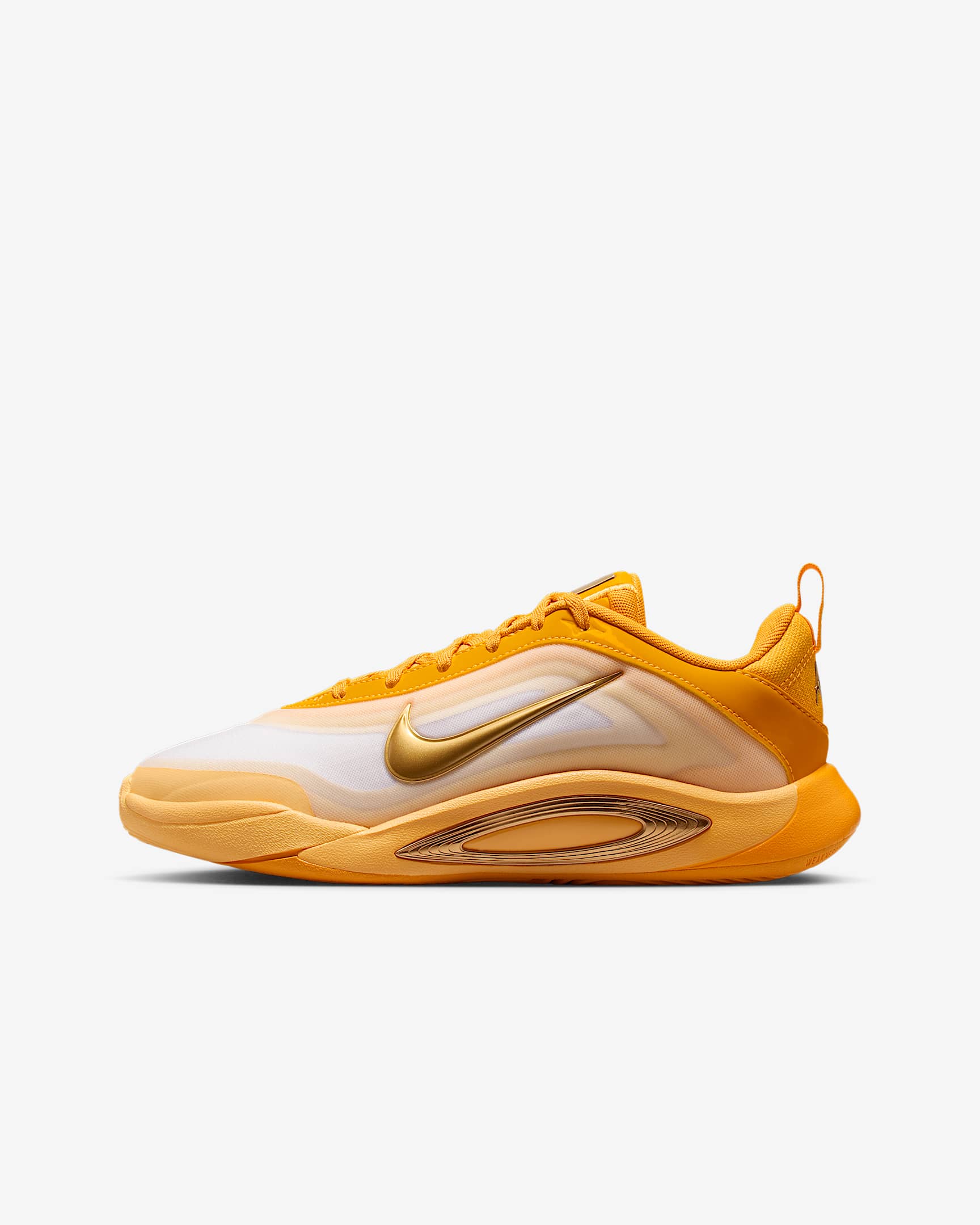 Tenis de básquetbol A'ja Wilson para niños talla grande A'One - Oro topacio/Amarillo suave/Alabastro/Oro metalizado