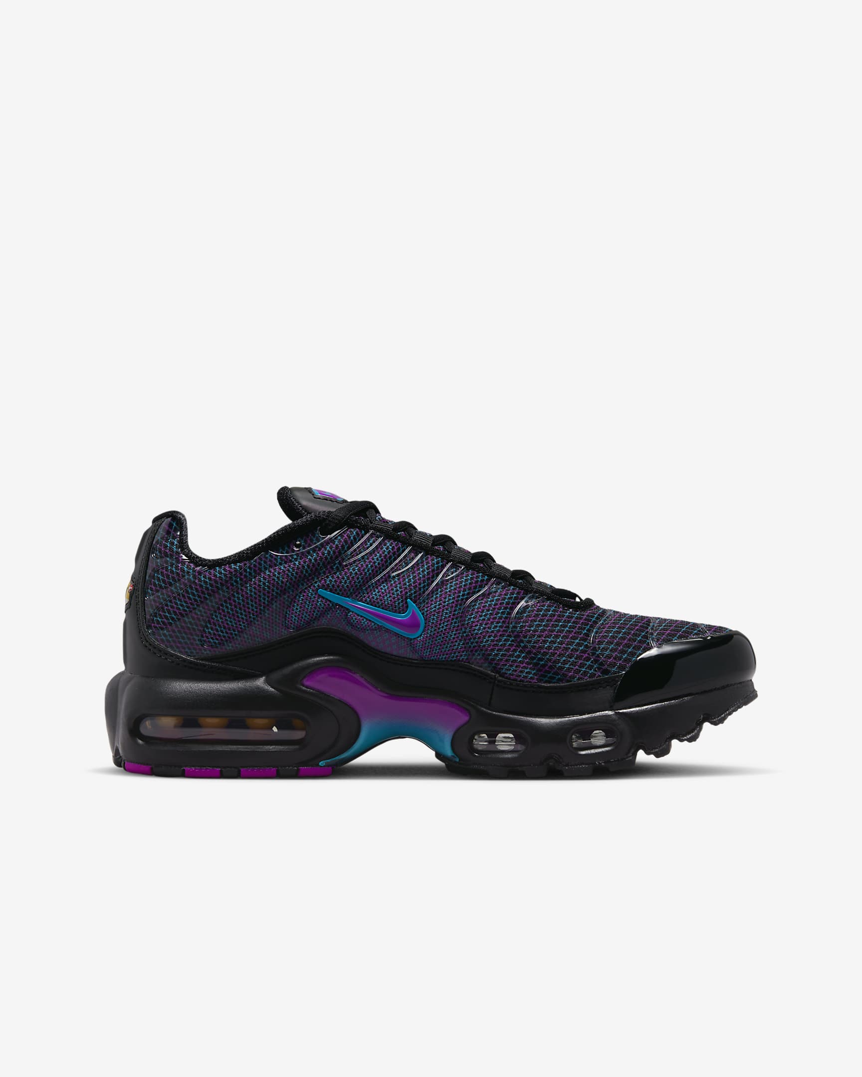 Nike Air Max Plus-sko til større børn - sort/Baltic Blue/Vivid Purple